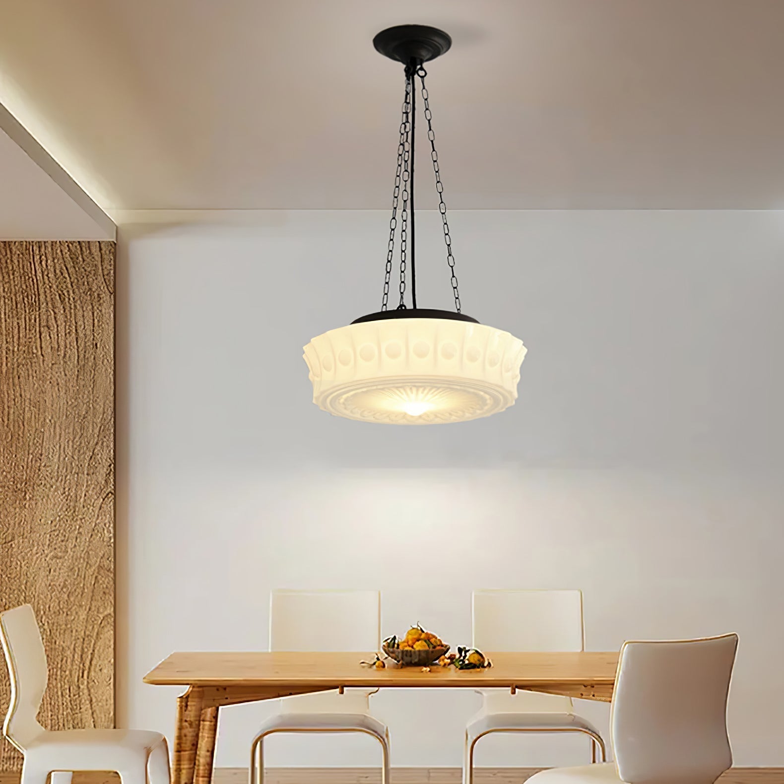 Sirixon Pendant Lamp Chain White Glass