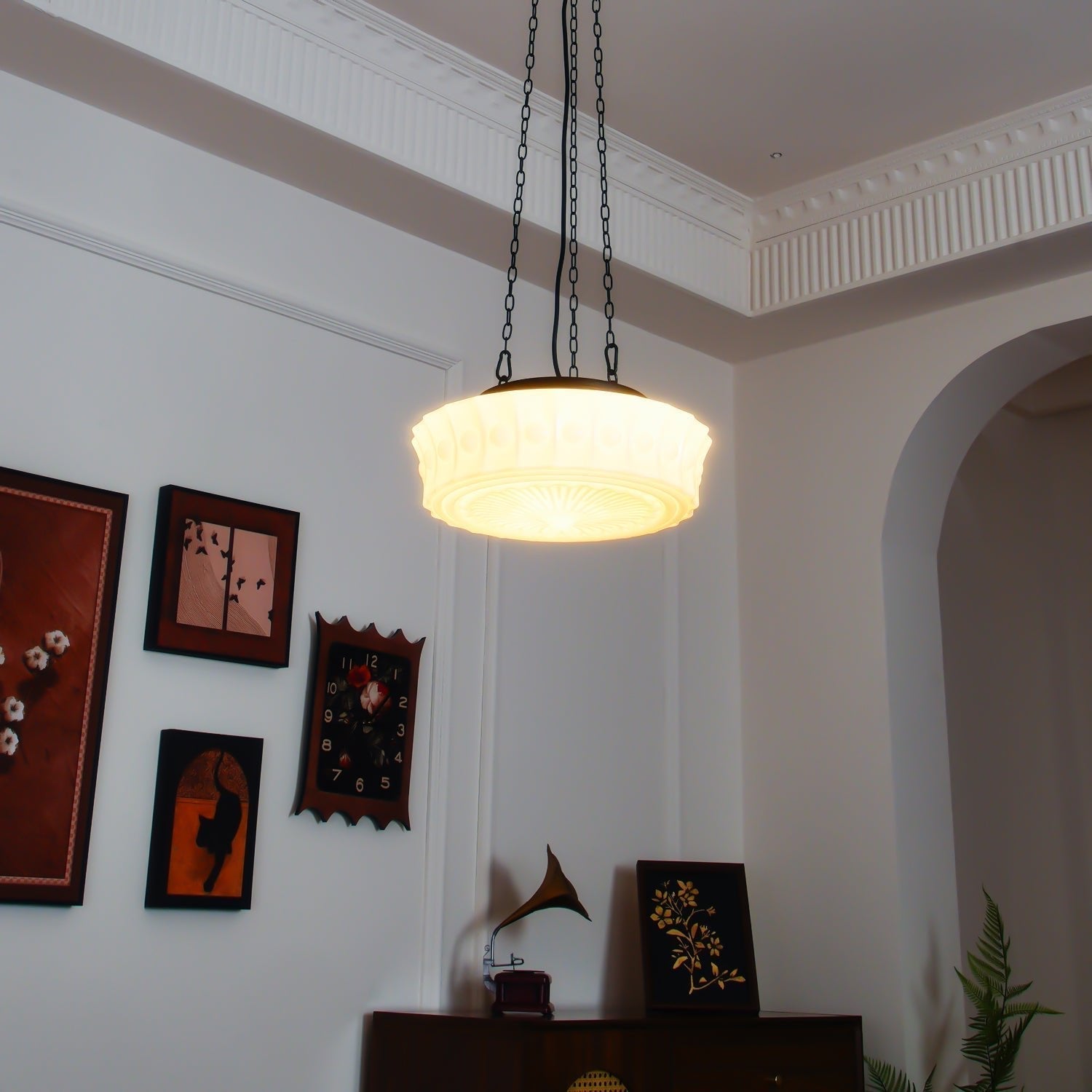 Sirixon Pendant Lamp Chain White Glass