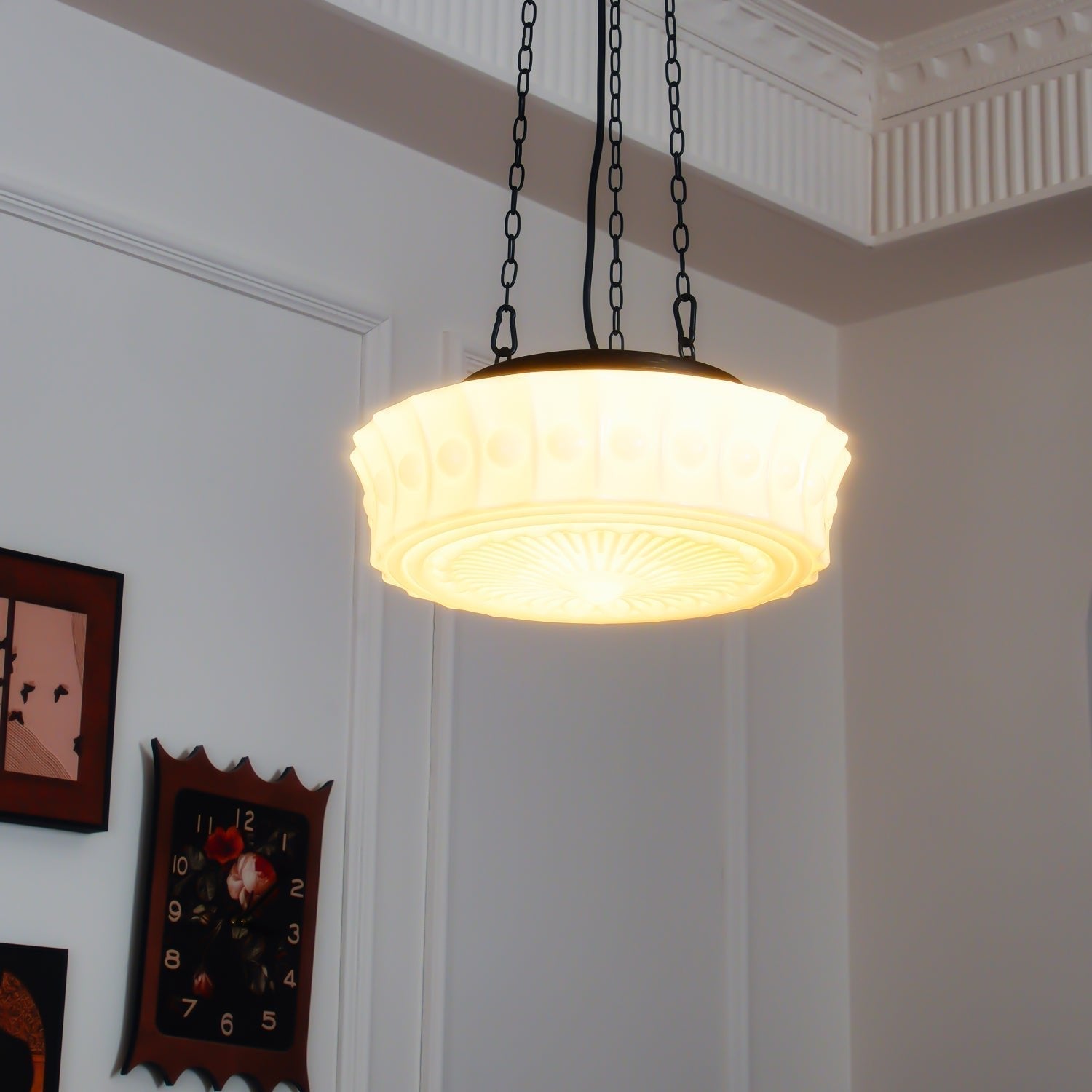 Sirixon Pendant Lamp Chain White Glass