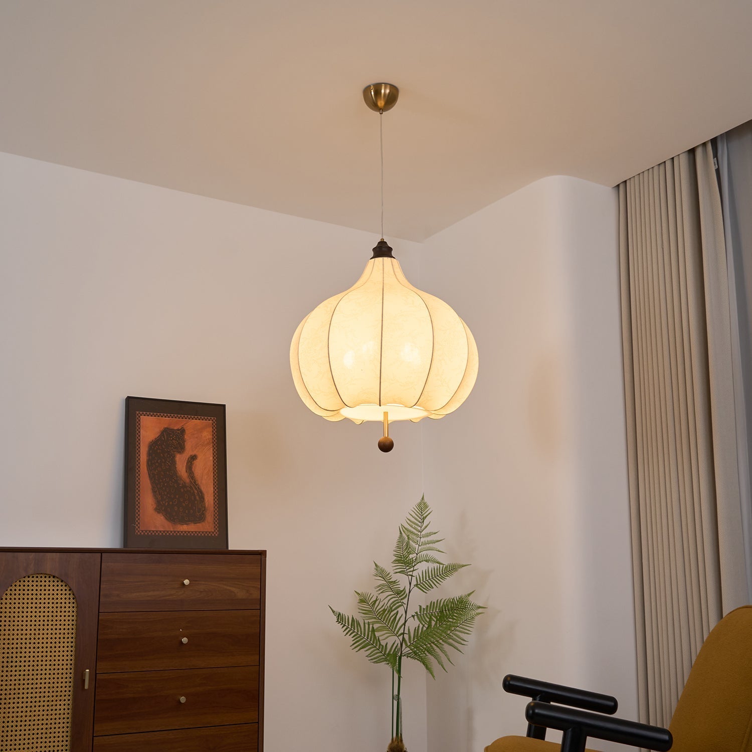Sylerielle Fabric Wood Pendant Light