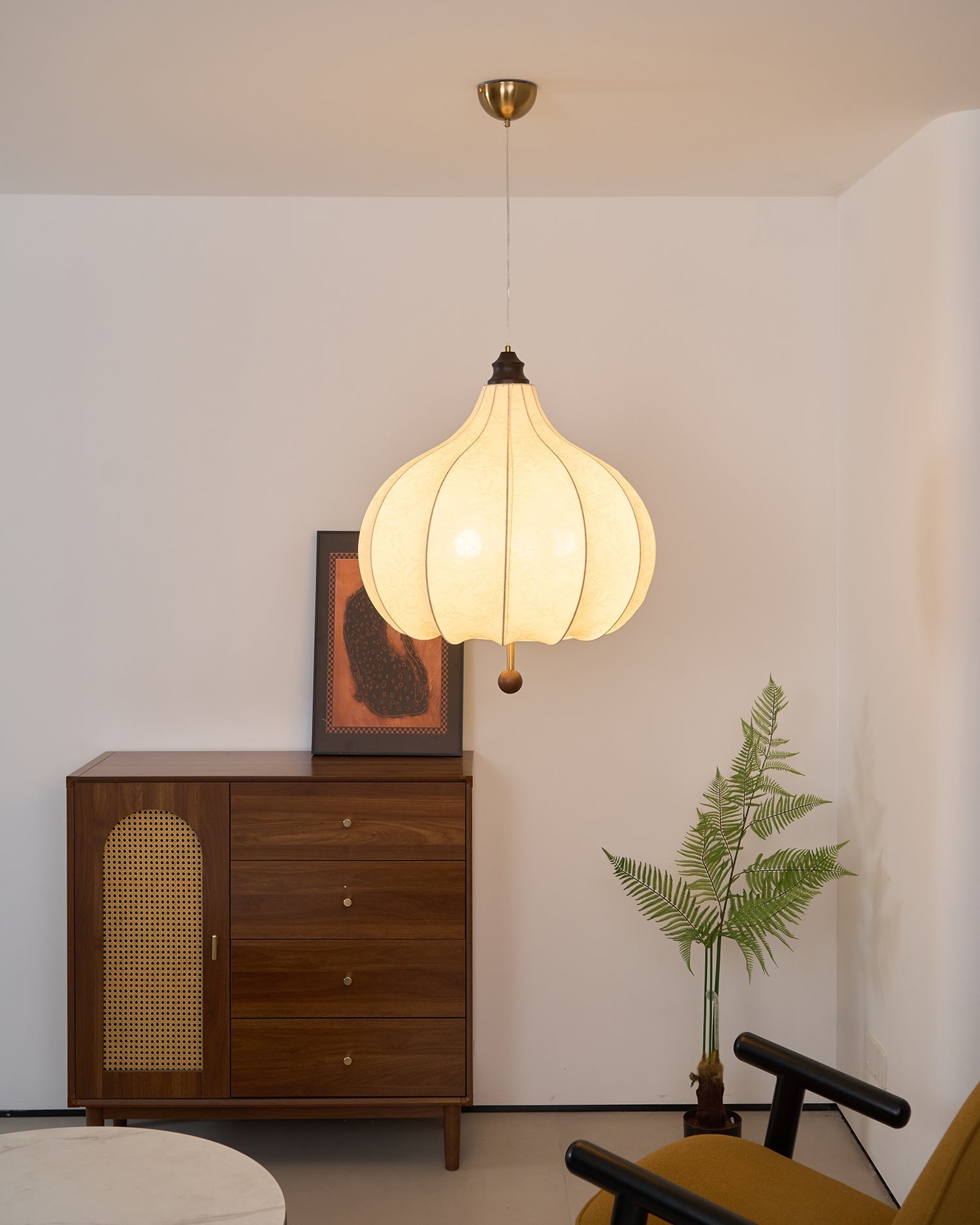 Sylerielle Fabric Wood Pendant Light
