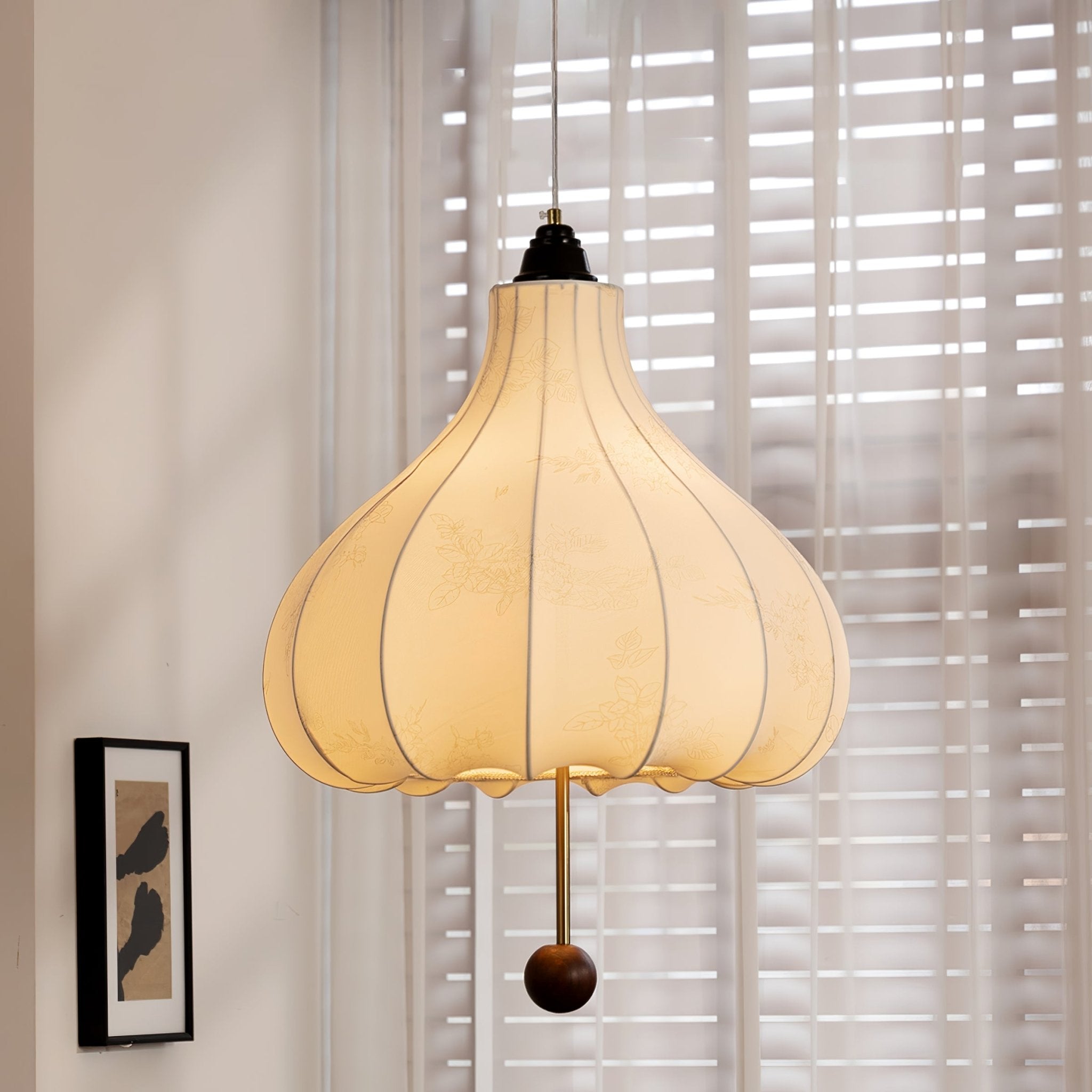 Sylerielle Fabric Wood Pendant Light