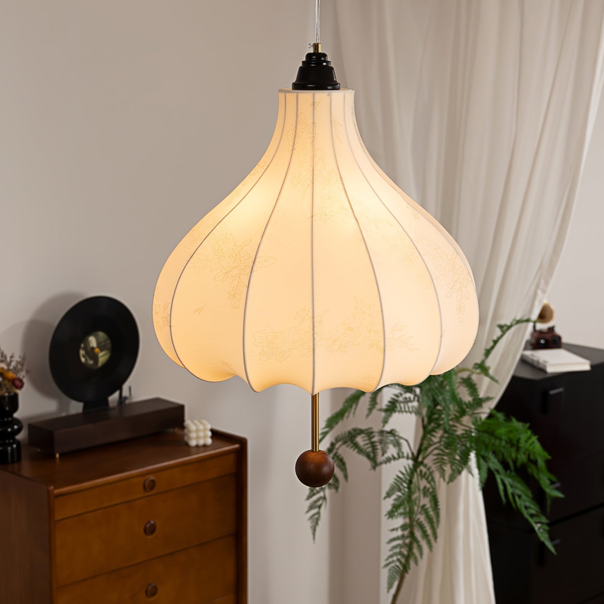 Sylerielle Fabric Wood Pendant Light