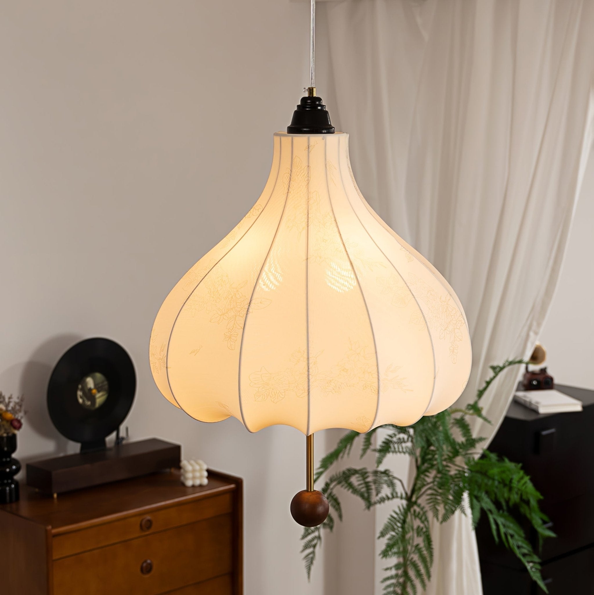 Sylerielle Fabric Wood Pendant Light