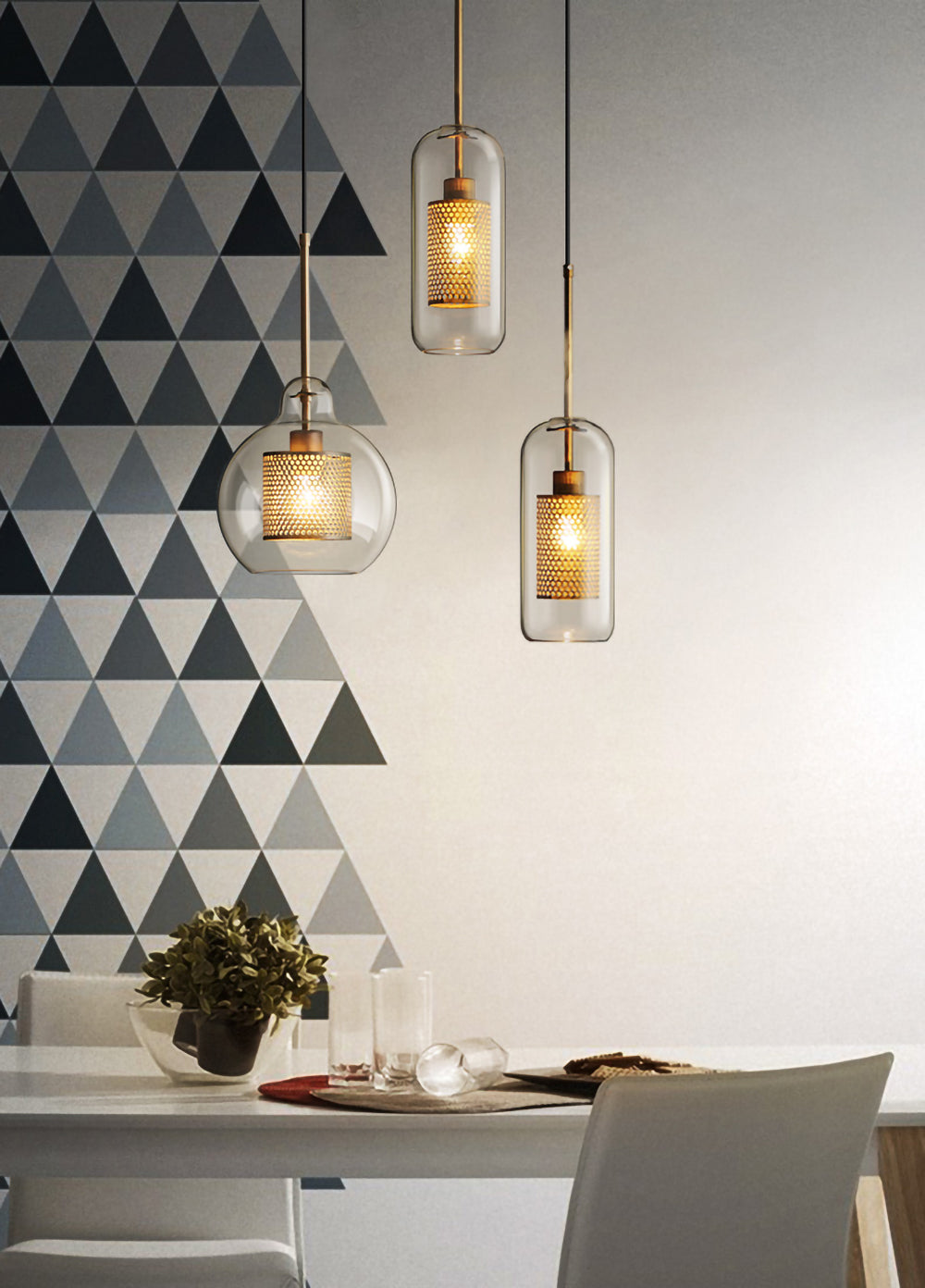 Veleine Pendant Lamp Chiswick Glass for Living Room