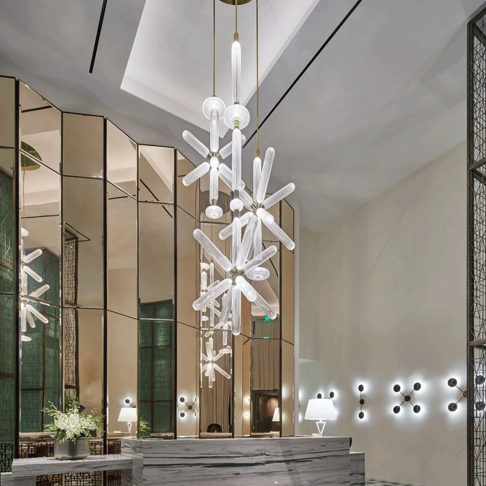 Tika Pendant Lamp Crystal Cylinder Cipher Contemporary