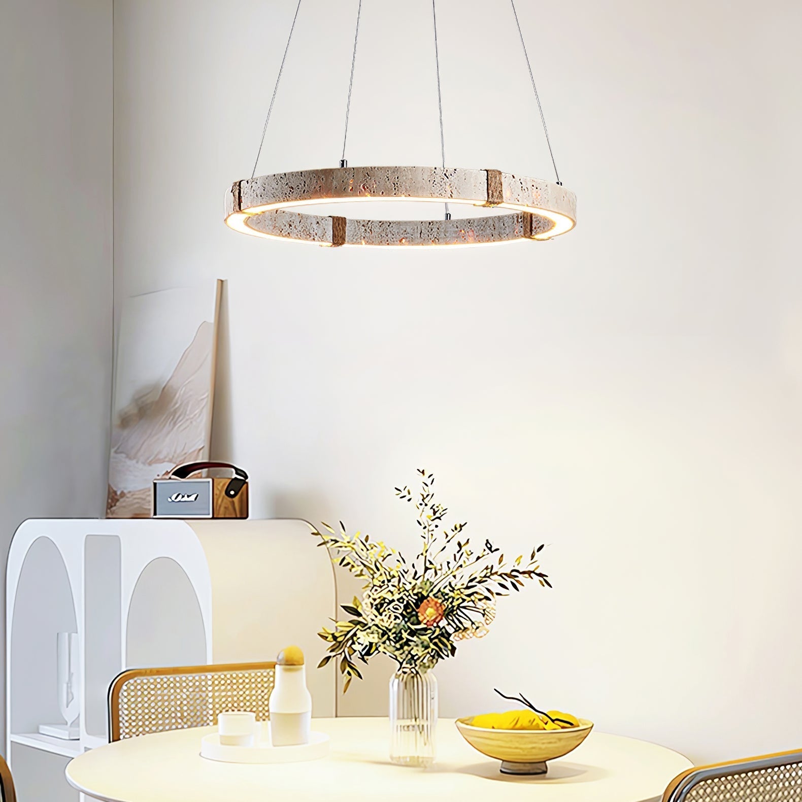 Ritta Ring Travertine Pendant Light