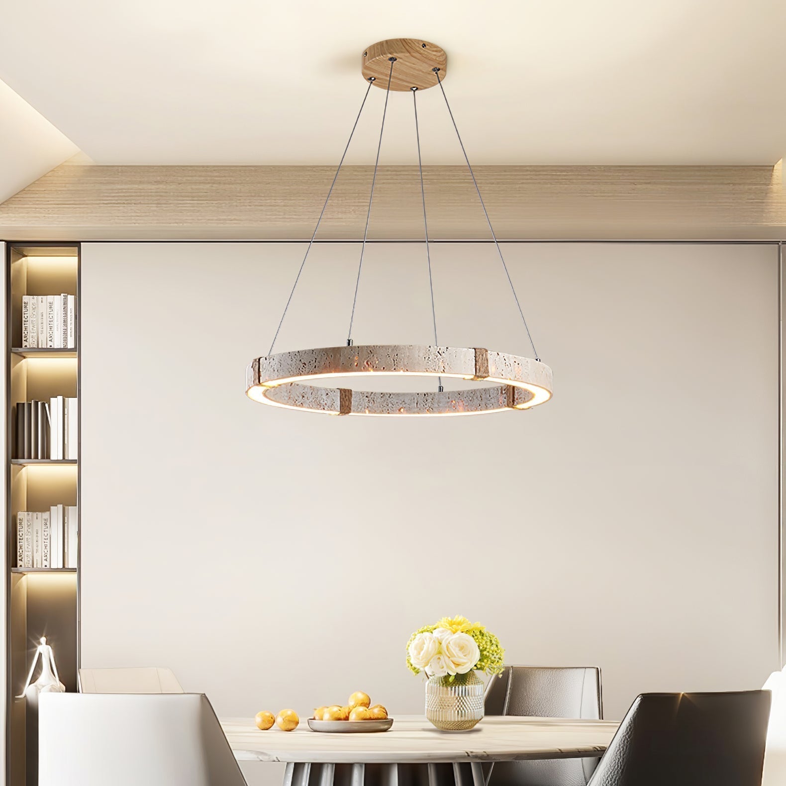 Ritta Ring Travertine Pendant Light