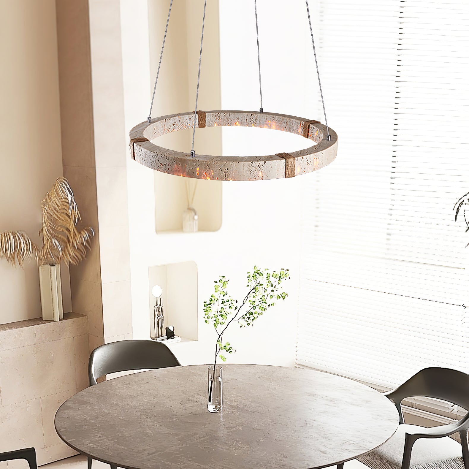 Ritta Ring Travertine Pendant Light