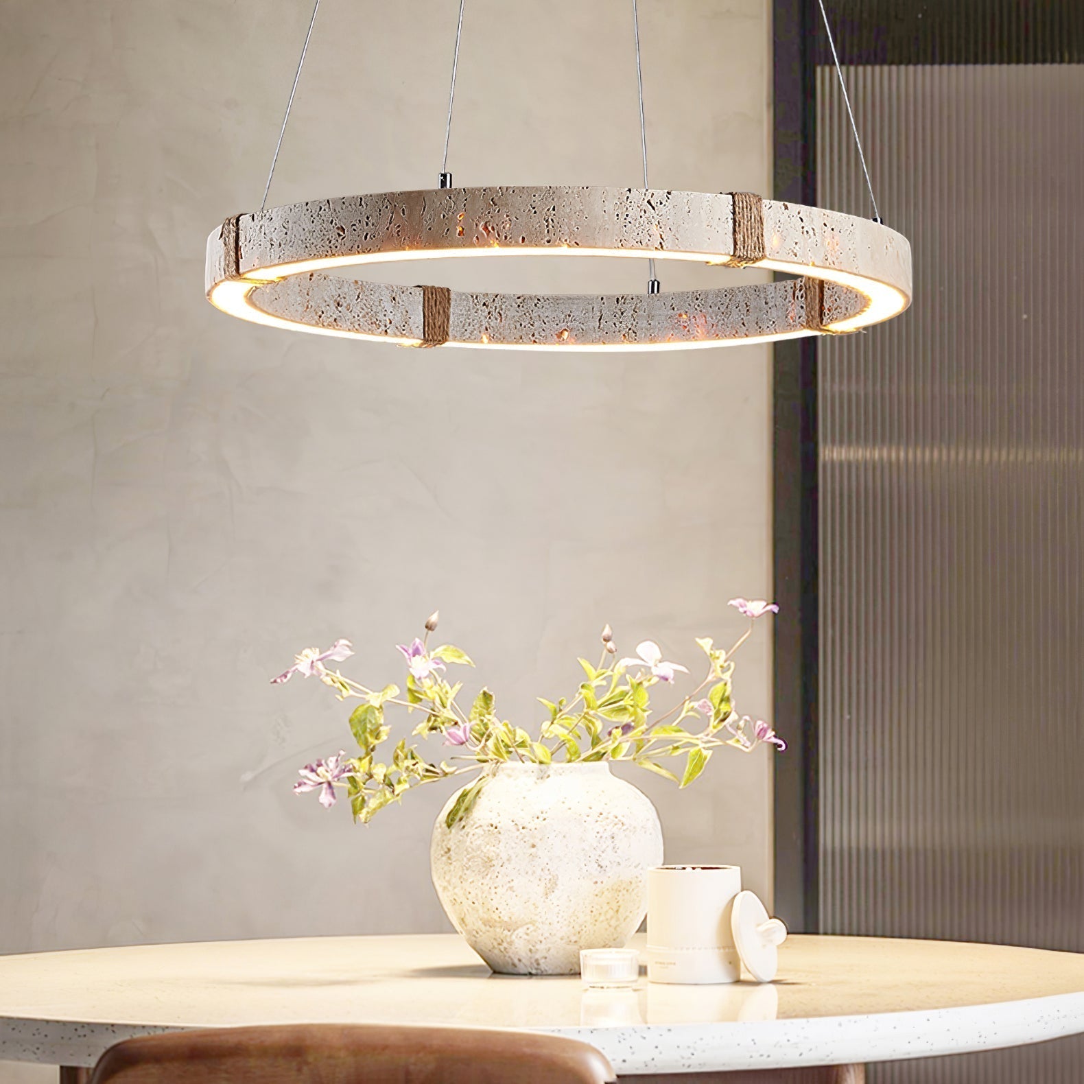 Ritta Ring Travertine Pendant Light