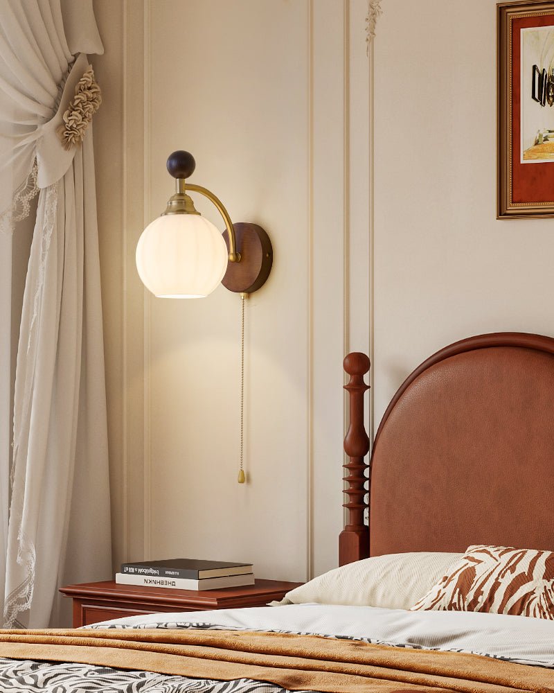 Eshae Premium Nordic Art Fabric Wood Wall Lamp