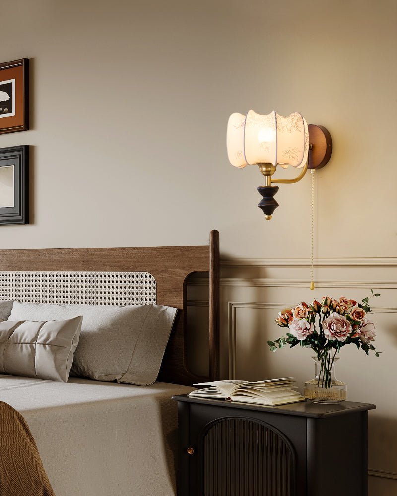 Eshae Premium Nordic Art Fabric Wood Wall Lamp