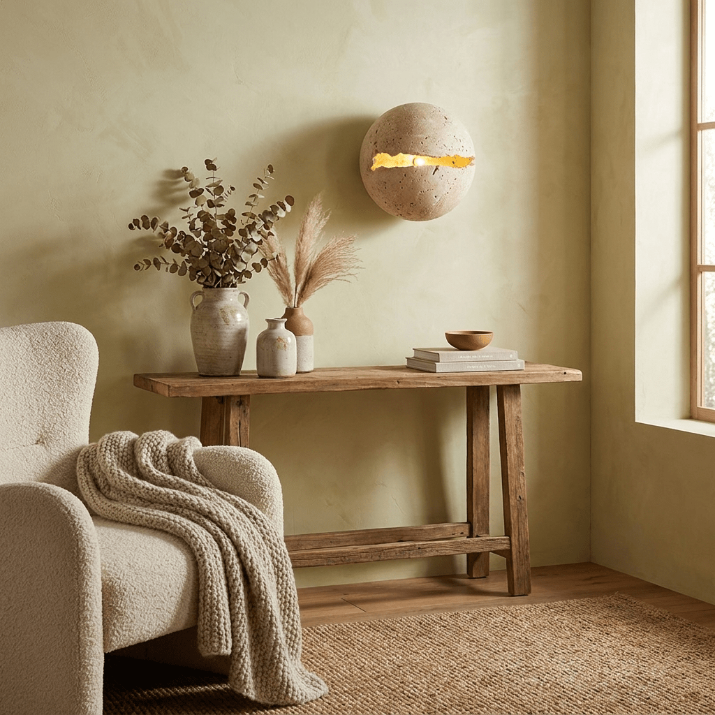 Caelora Travertine Globe Wall Sconce