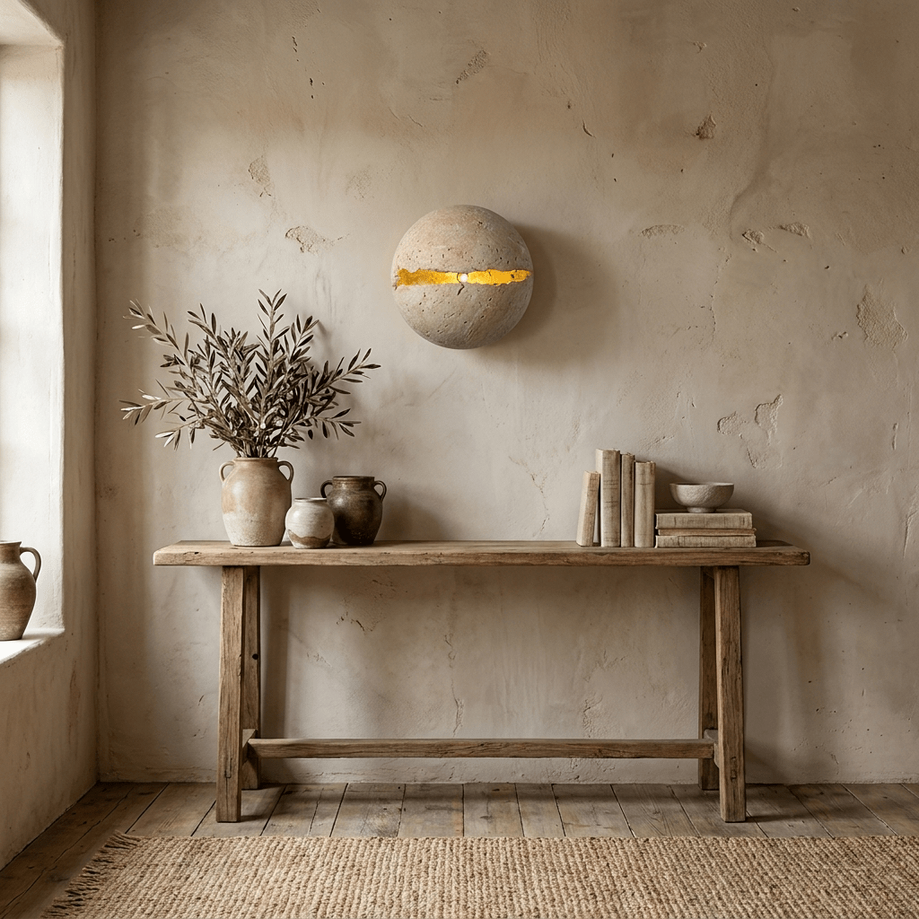 Caelora Travertine Globe Wall Sconce
