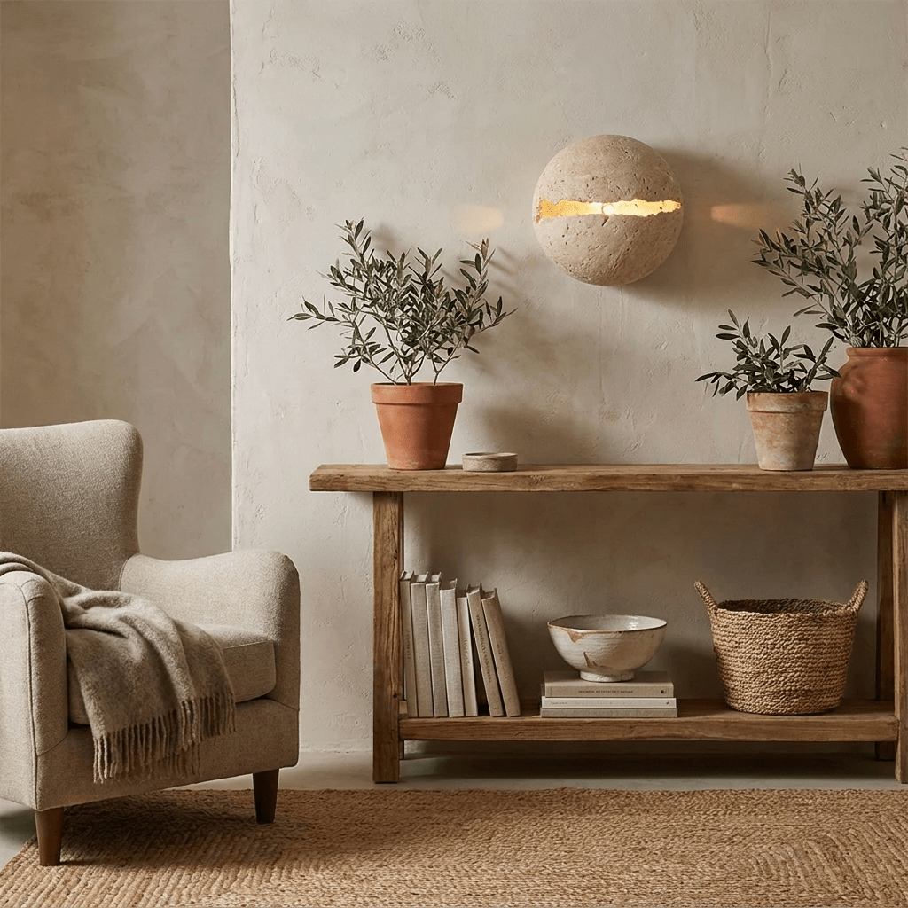 Caelora Travertine Globe Wall Sconce