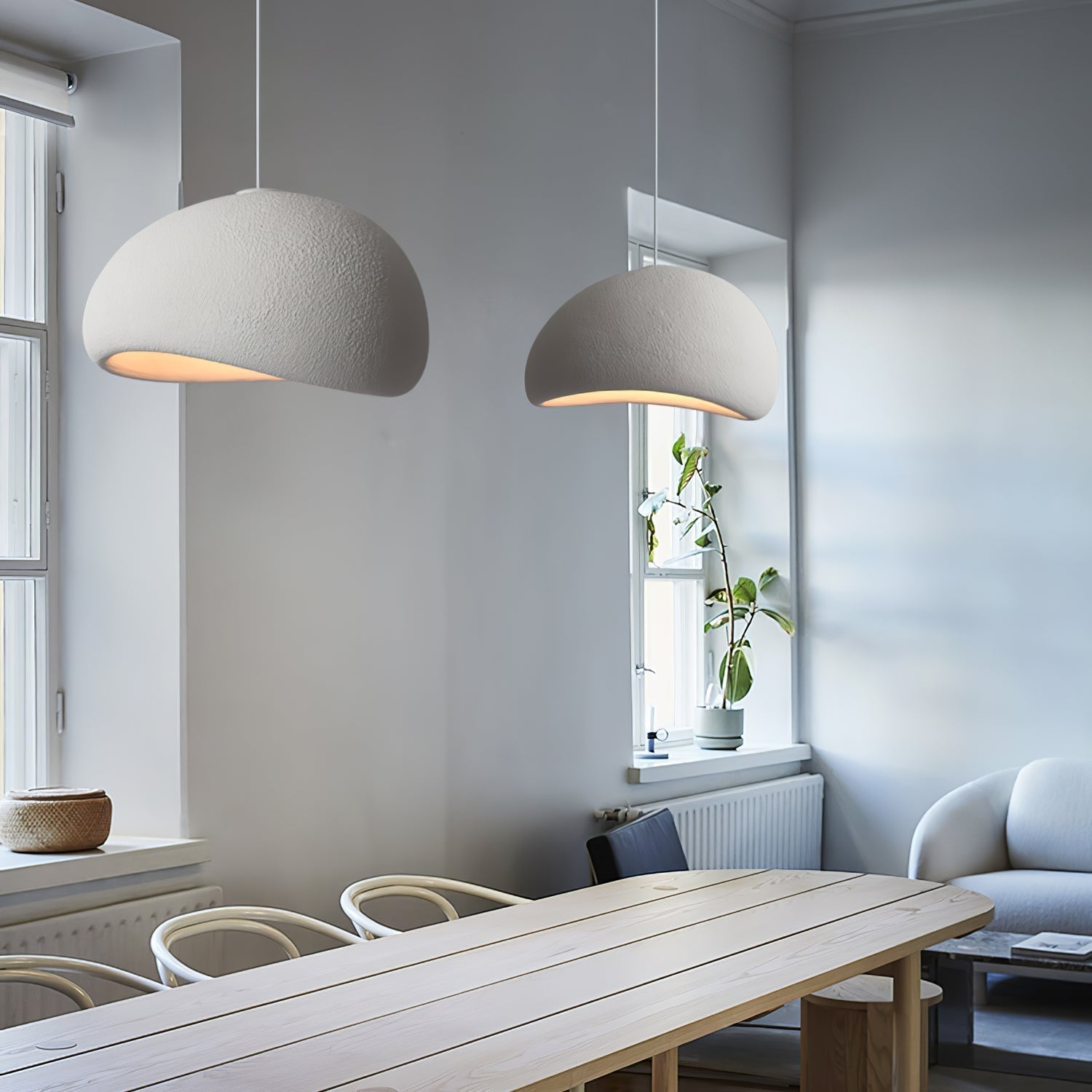 Ecor Pendant Lamp Plaster Half Dome Plug In Wabi Sabi
