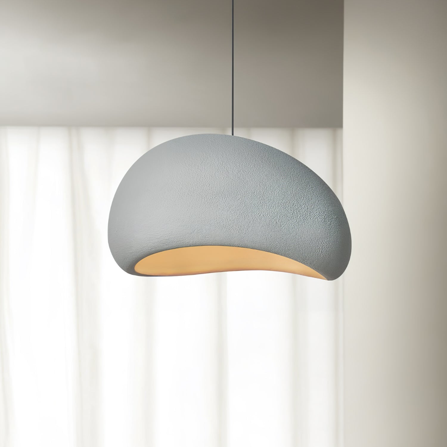 Ecor Pendant Lamp Plaster Half Dome Plug In Wabi Sabi