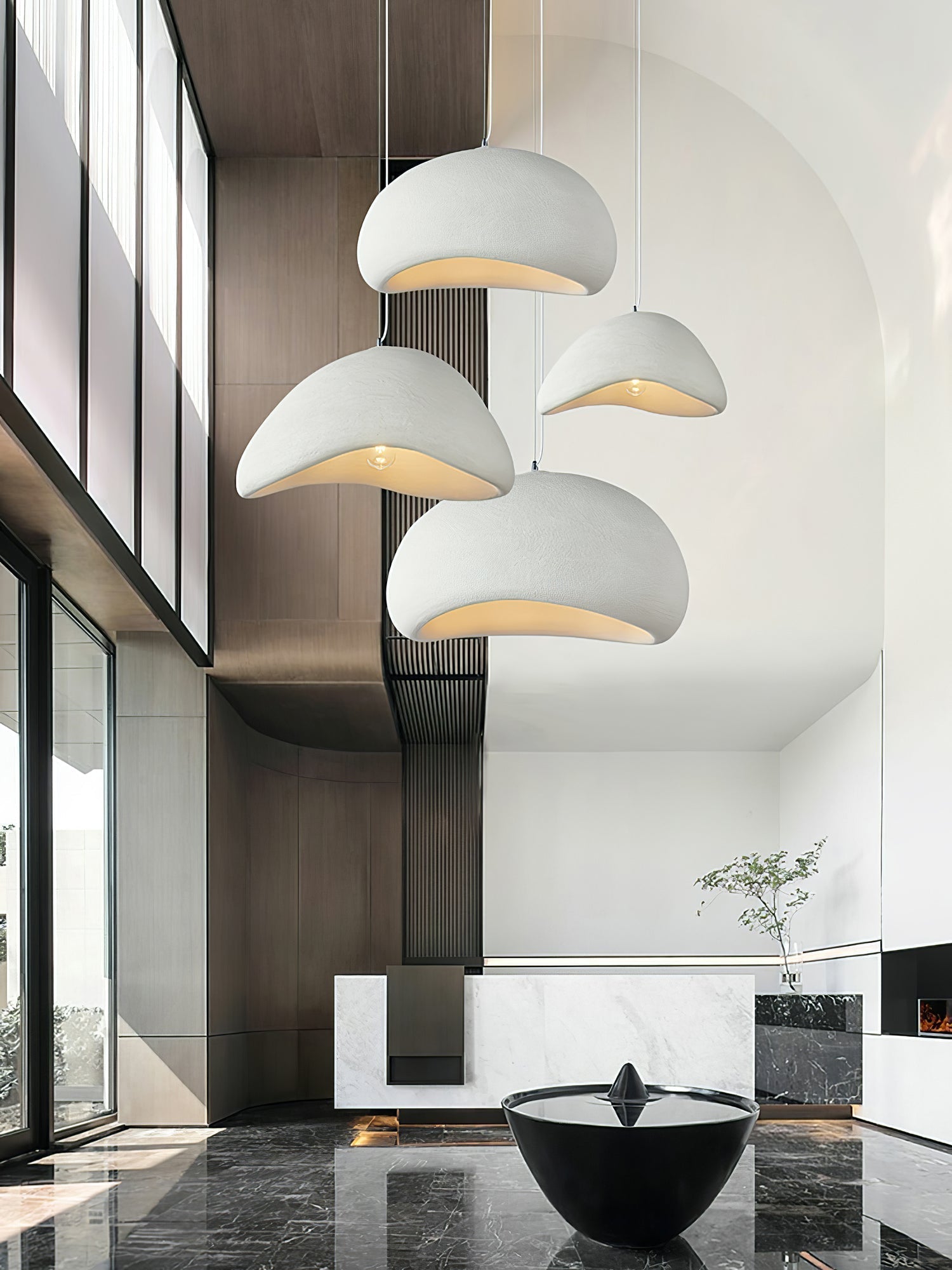 Ecor Pendant Lamp Plaster Half Dome Plug In Wabi Sabi