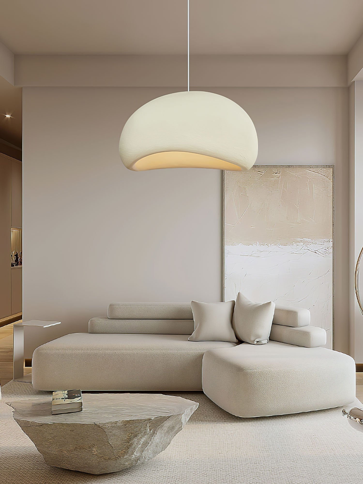 Ecor Pendant Lamp Plaster Half Dome Plug In Wabi Sabi