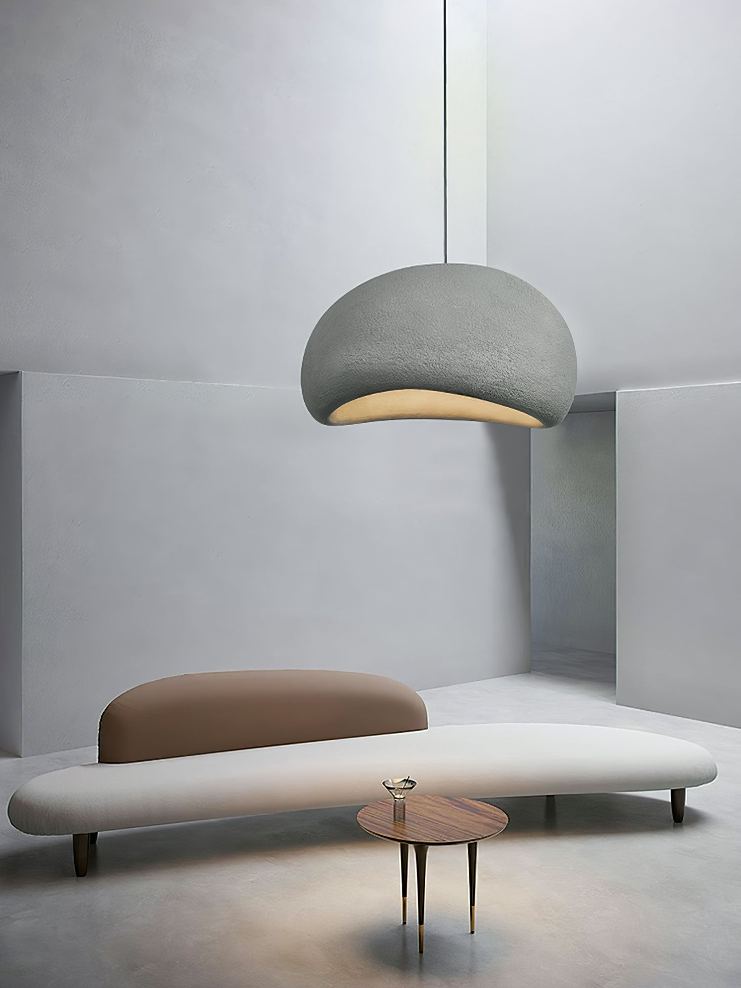 Ecor Pendant Lamp Plaster Half Dome Plug In Wabi Sabi