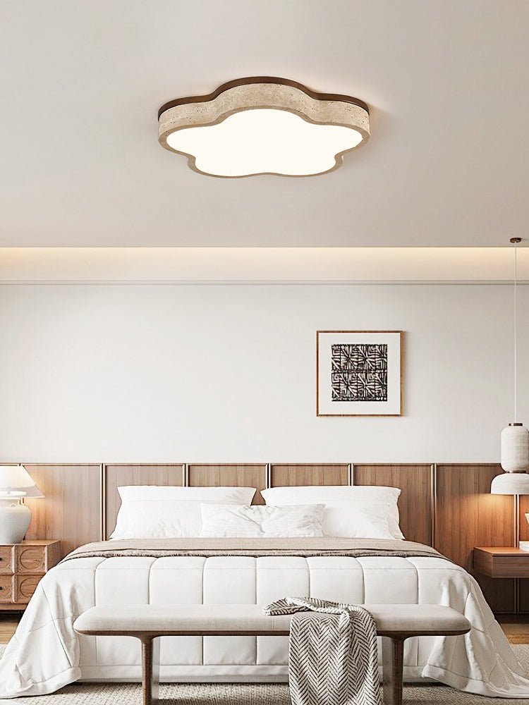 Yuki Marshmallow Five-Petal Cloudline Yellow Travertine Ceiling Lamp