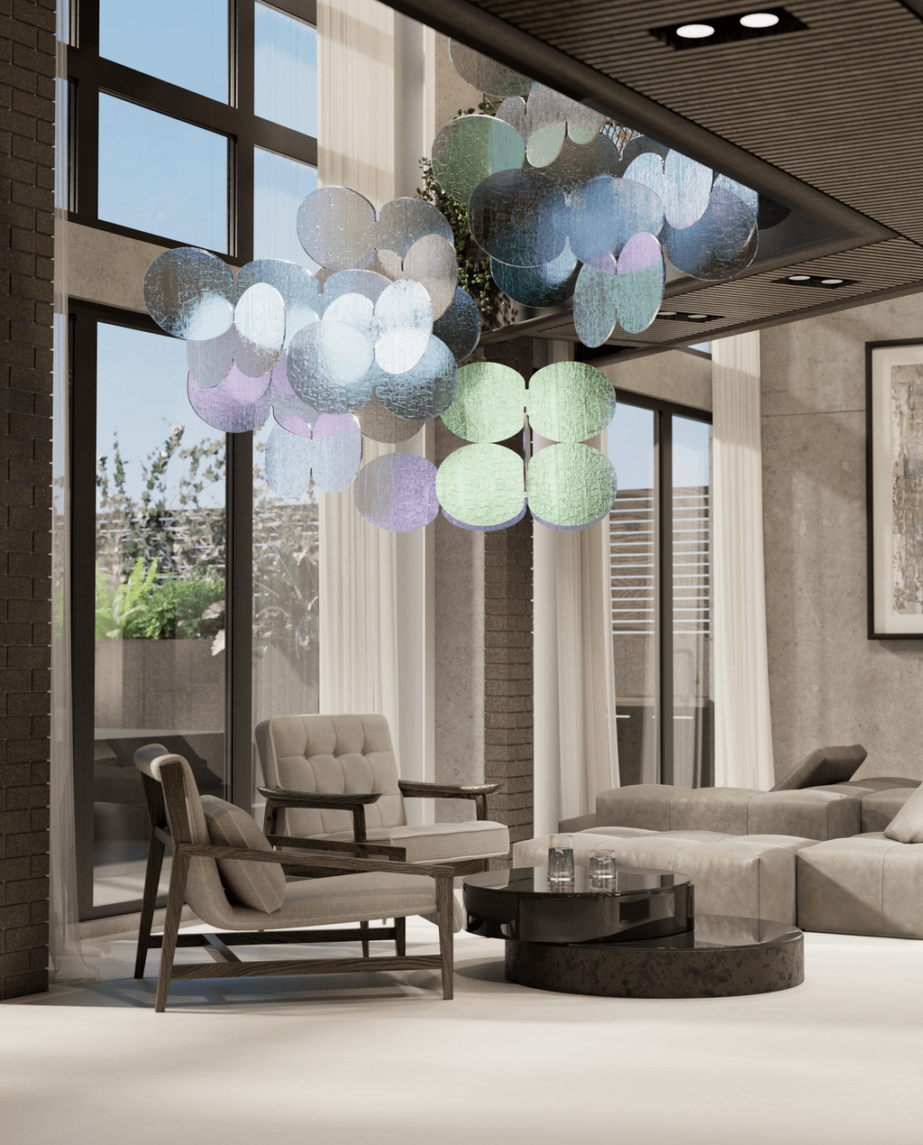 Nimbus Clouds Iridescent Disc Chandelier