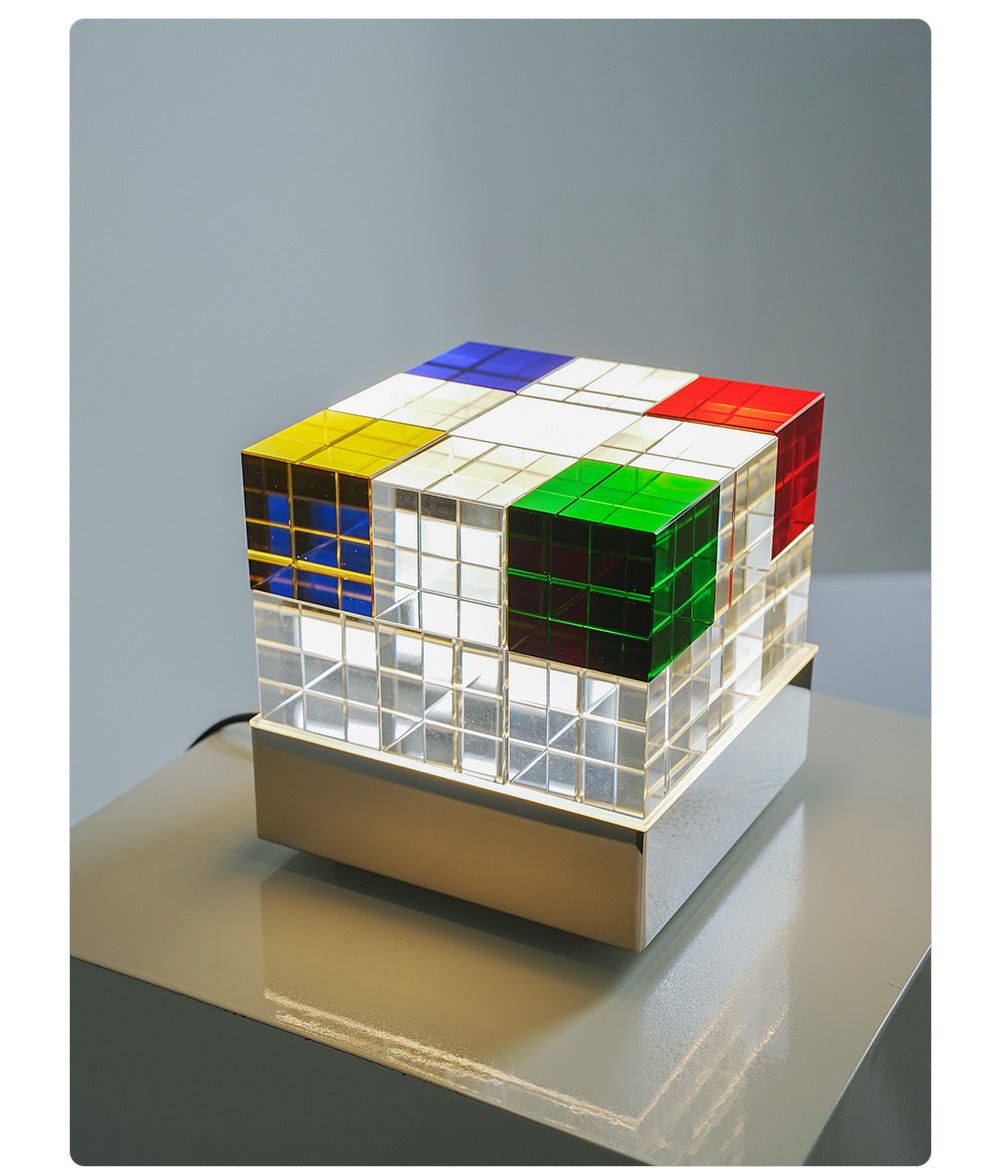 Elleryn Colored Crystal Cube Table Lamp