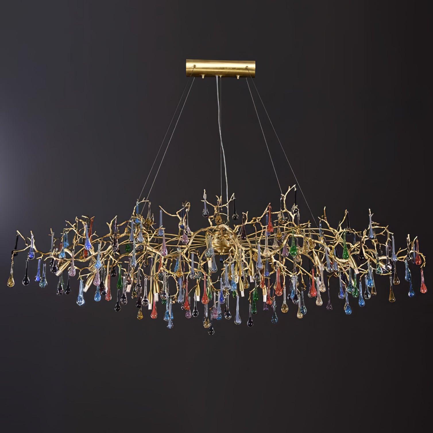 Brume Colorful Raindrop Brass Branch Chandelier