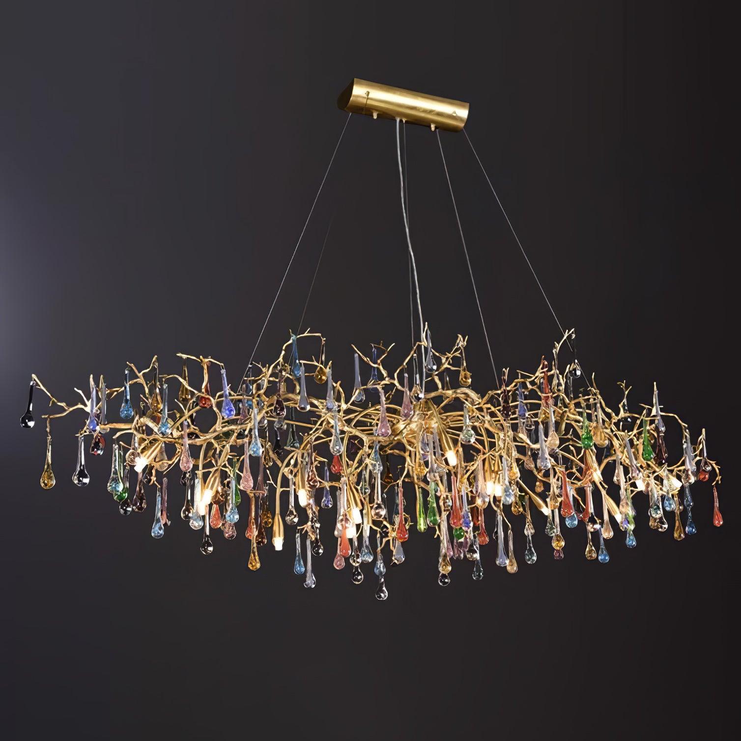 Brume Colorful Raindrop Brass Branch Chandelier