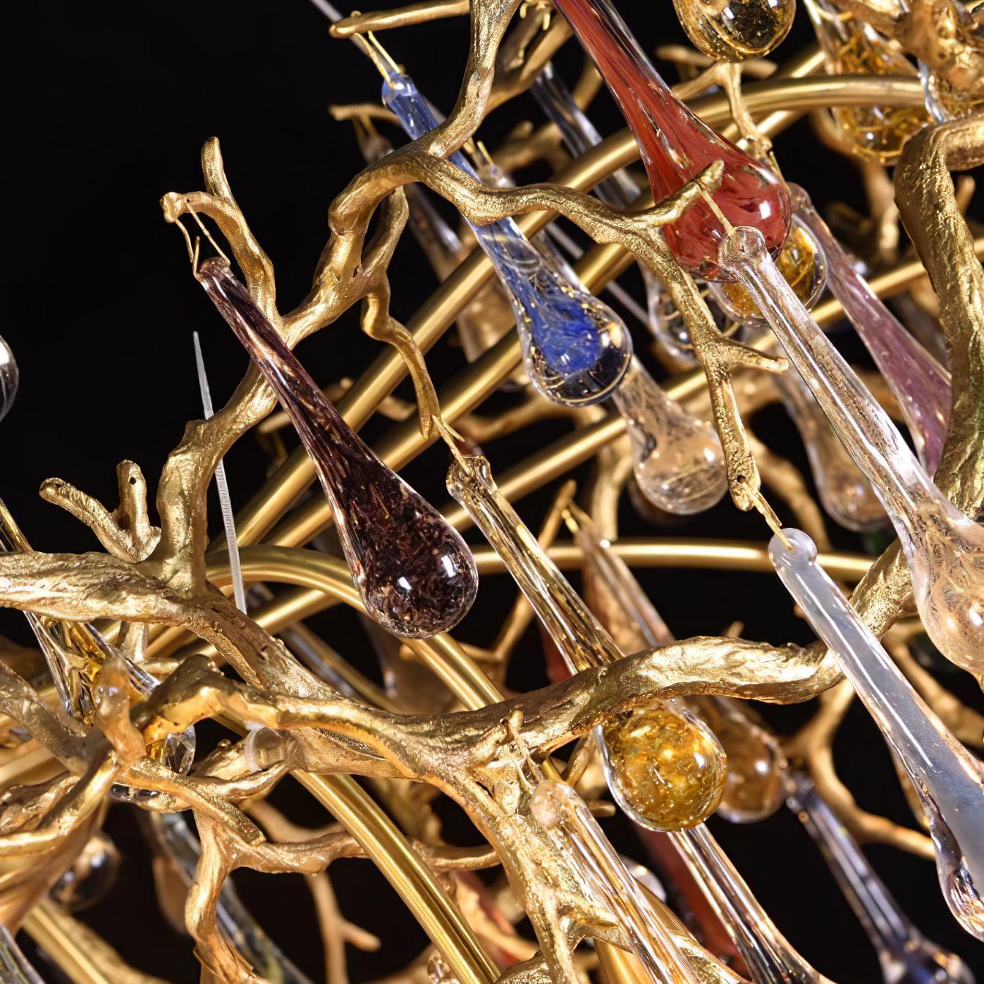 Brume Colorful Raindrop Brass Branch Chandelier