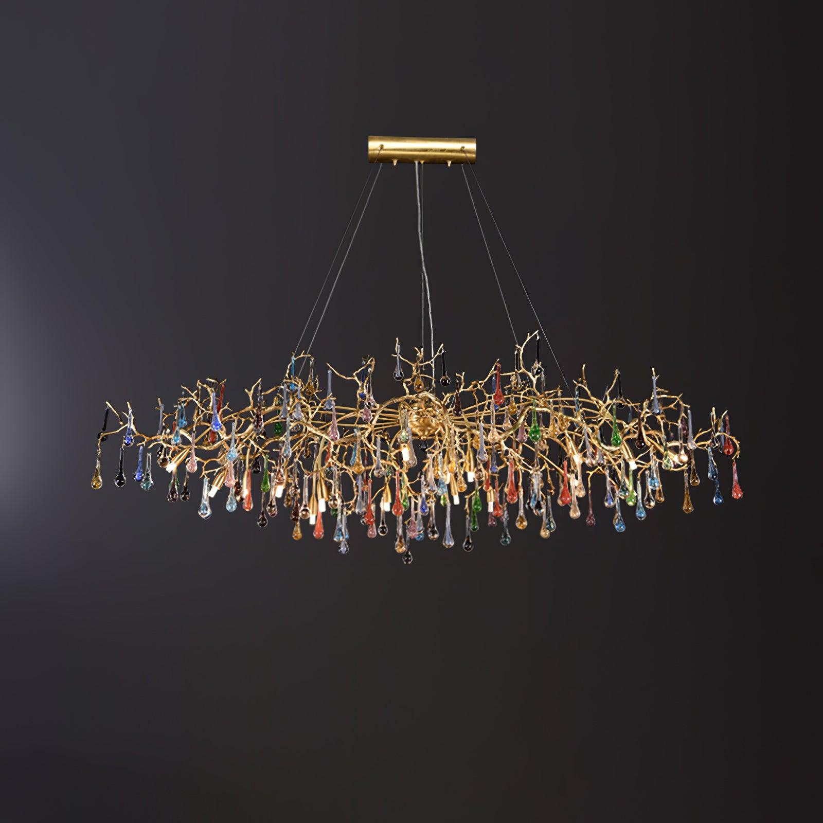 Brume Colorful Raindrop Brass Branch Chandelier