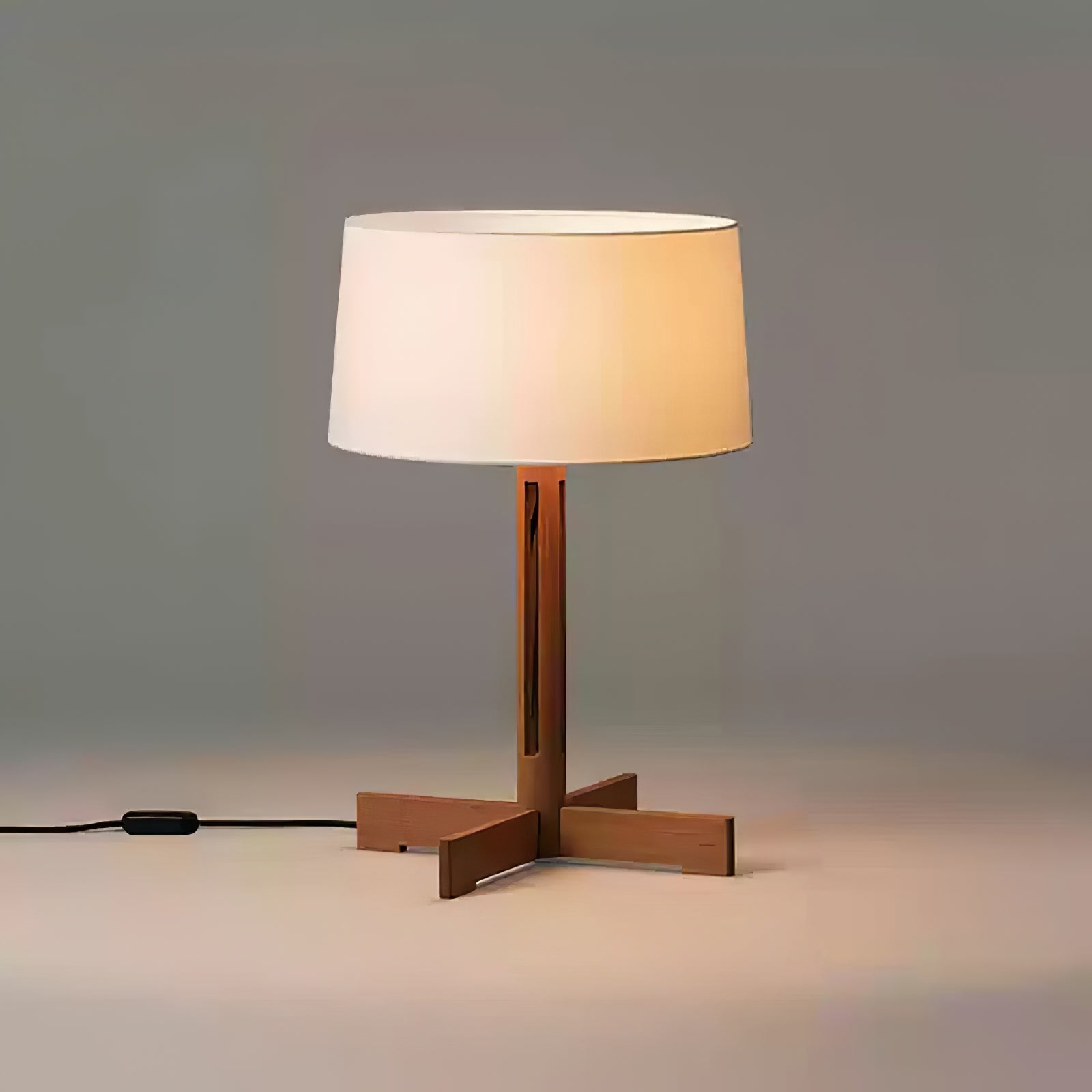 Rinivena Wood & Fabric Contemporary Table Lamp