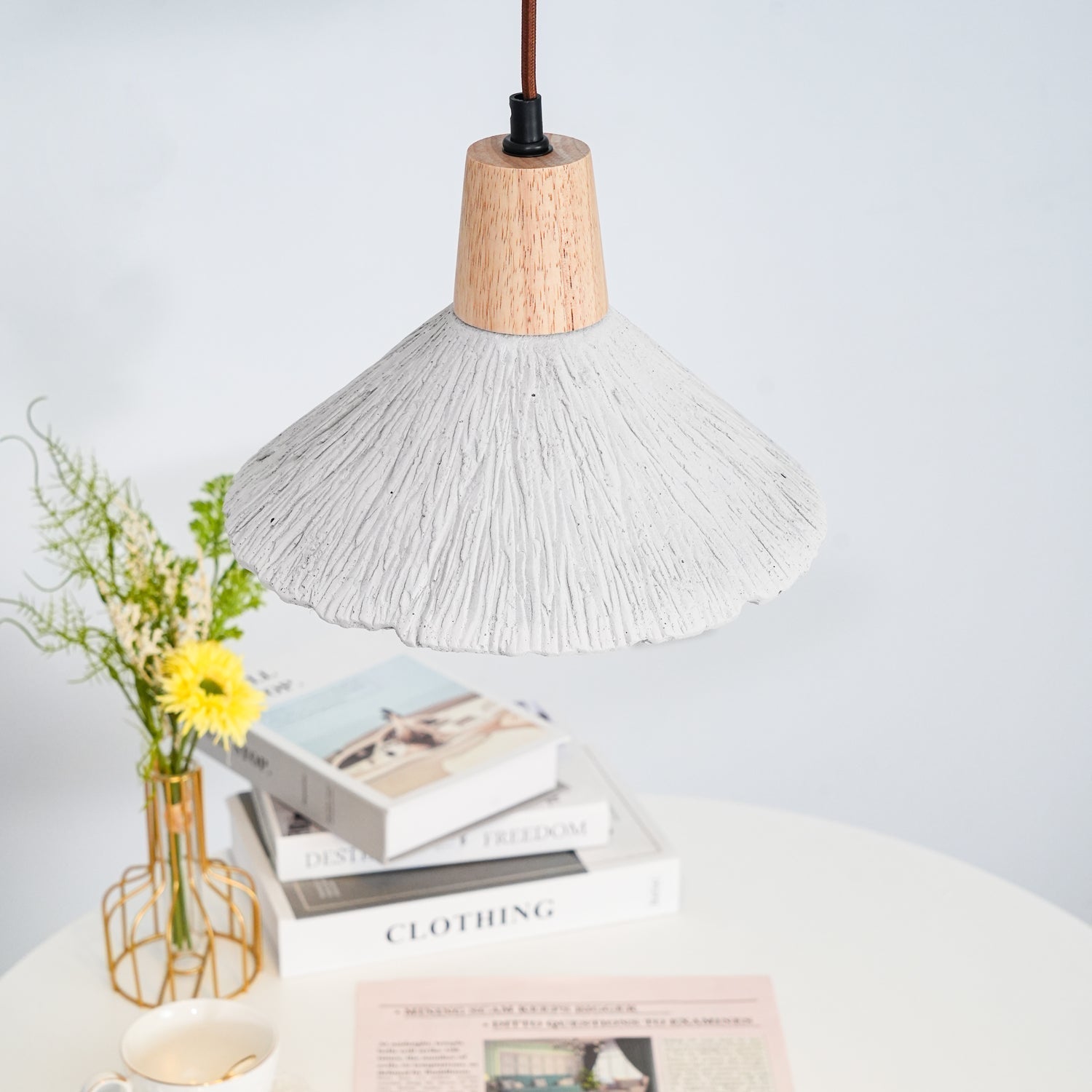 Lirixon Pendant Lamp Concrete Pleated