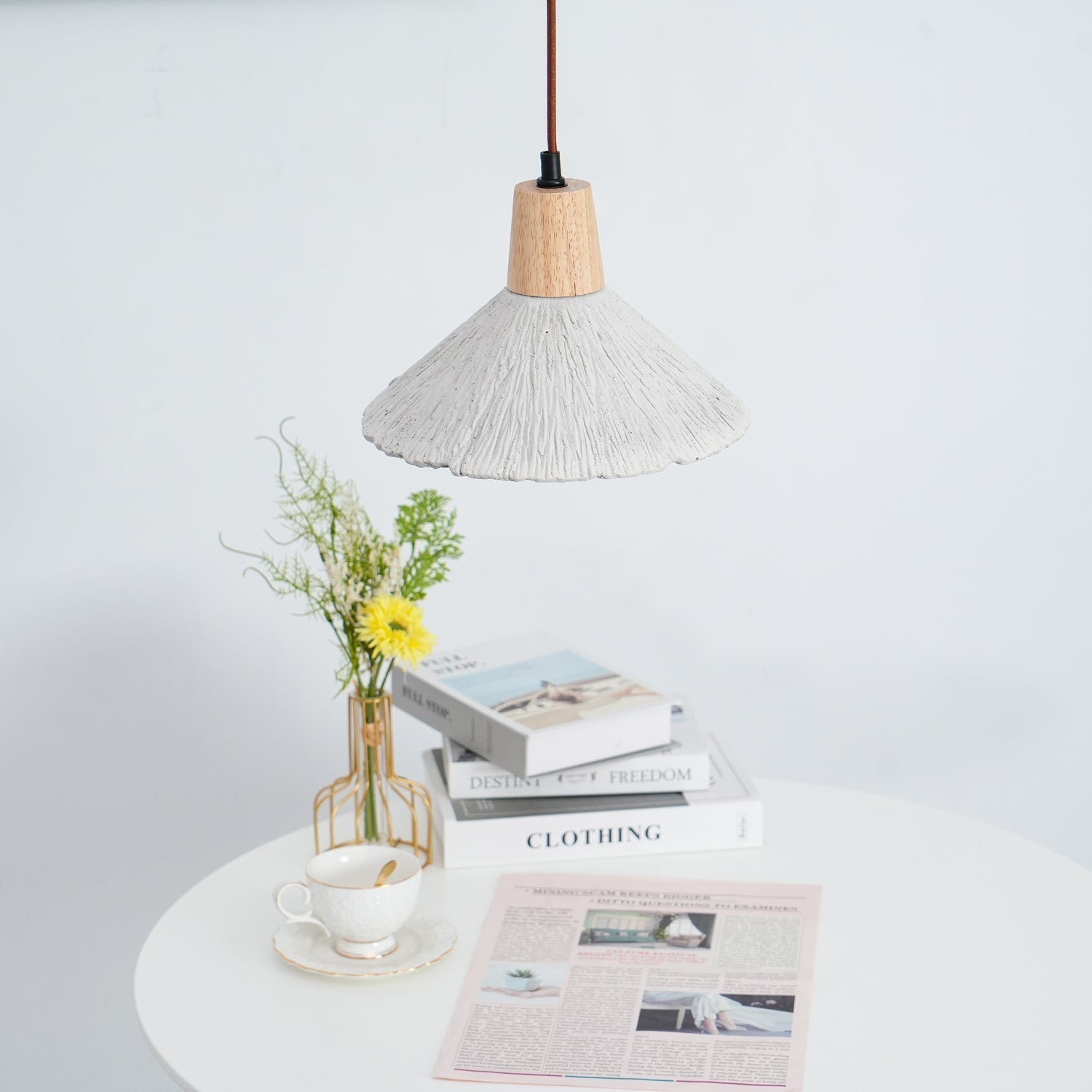 Lirixon Pendant Lamp Concrete Pleated