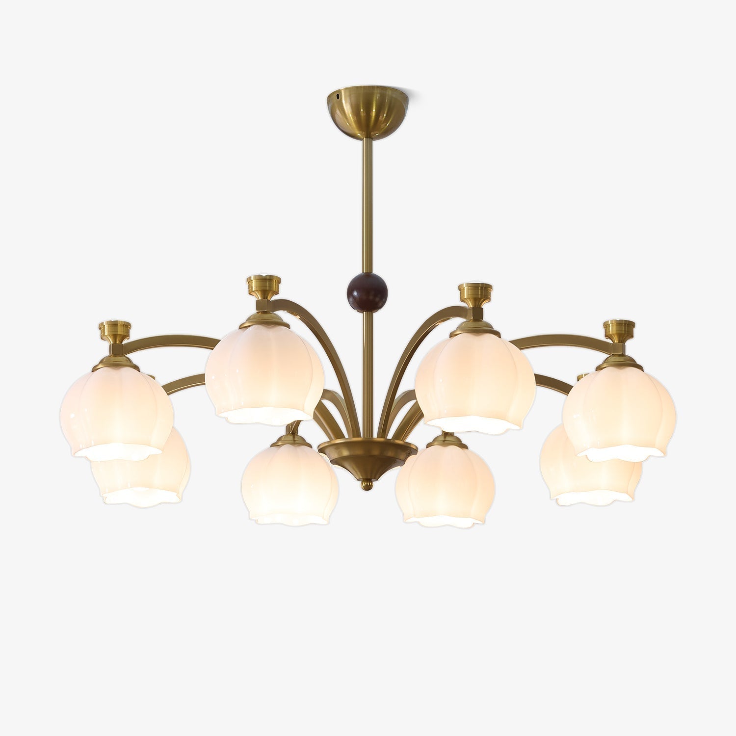 Alshaarae Traditional Premium Arc Wood Glass Chandelier