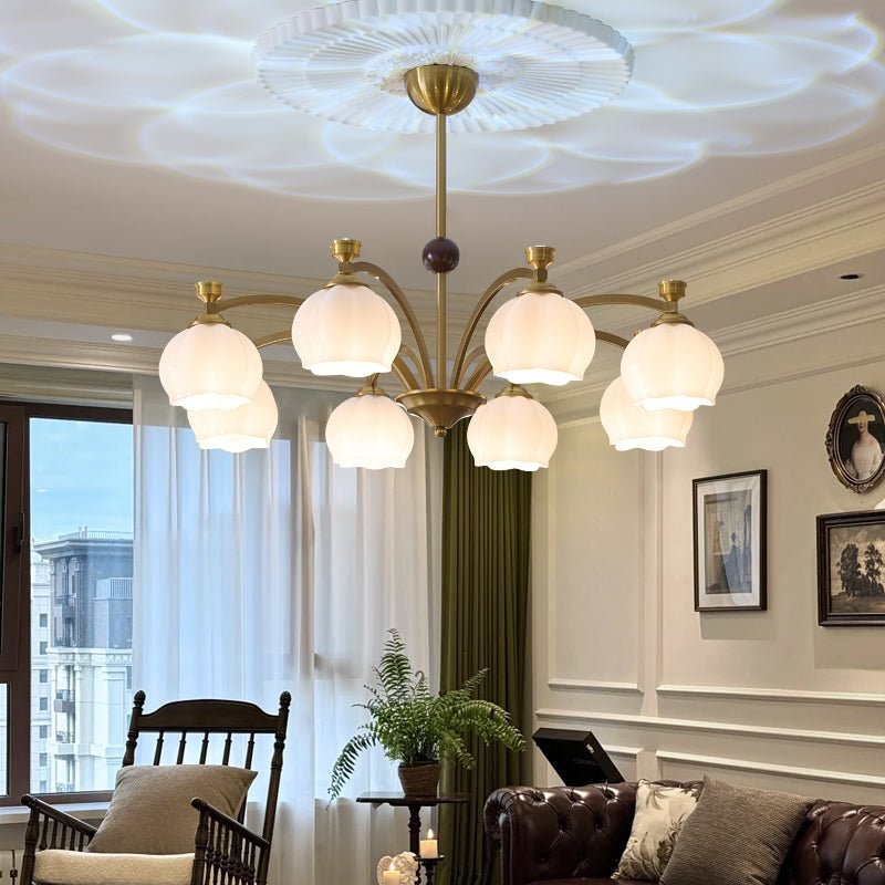 Alshaarae Traditional Premium Arc Wood Glass Chandelier
