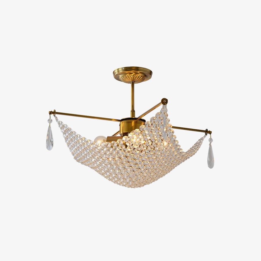 Cilune Chandelier with Crystal Strands and Crystal