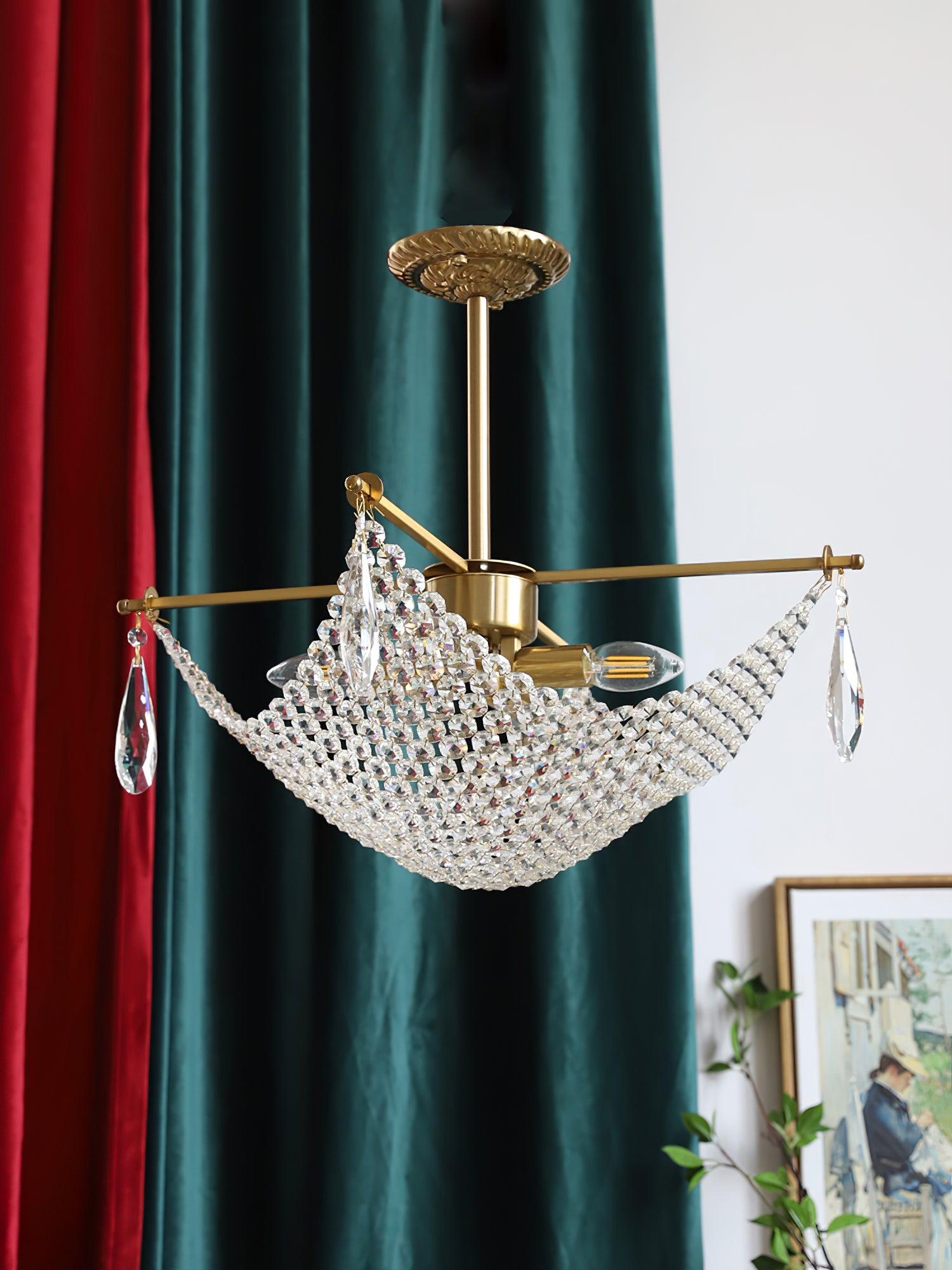 Cilune Chandelier with Crystal Strands and Crystal