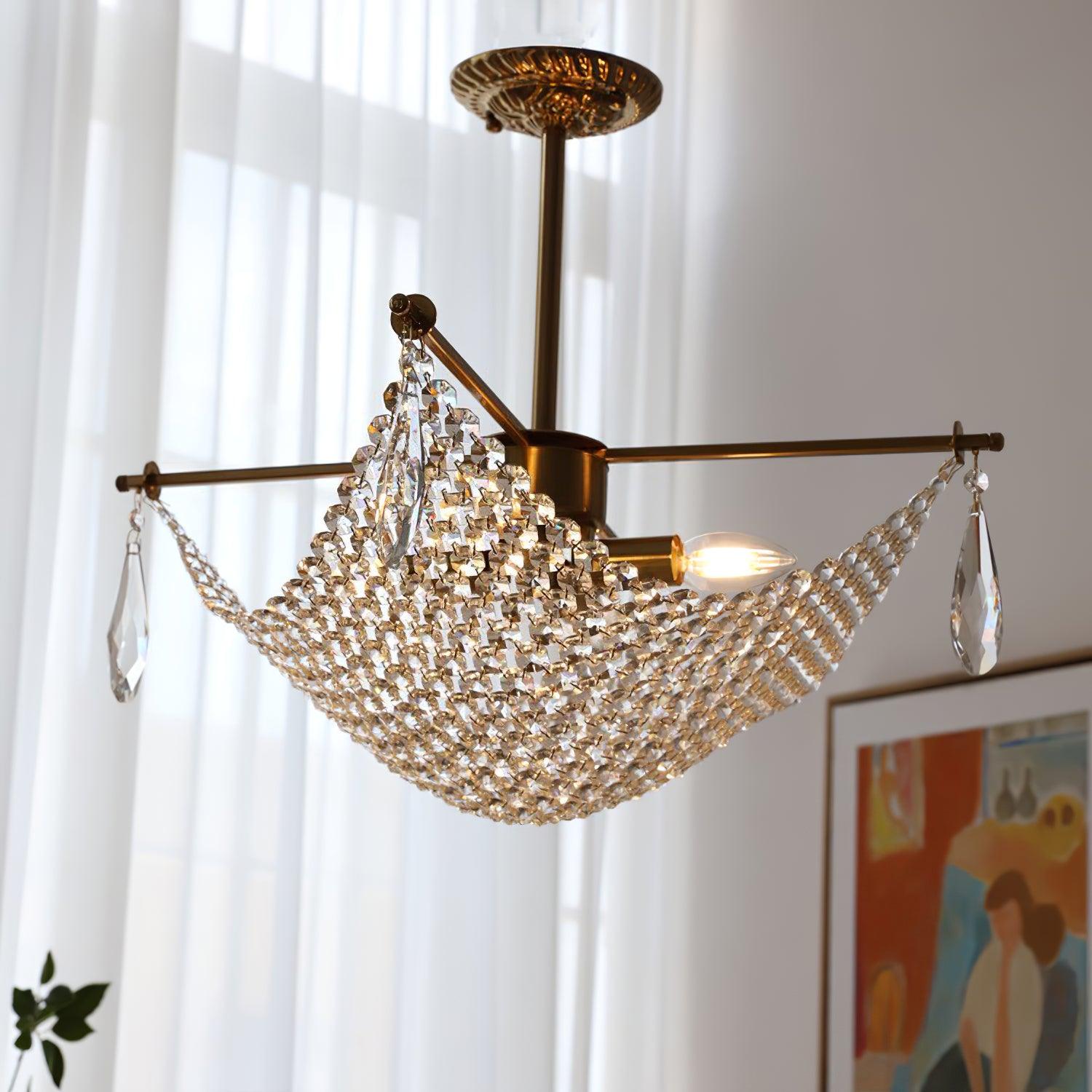 Cilune Chandelier with Crystal Strands and Crystal