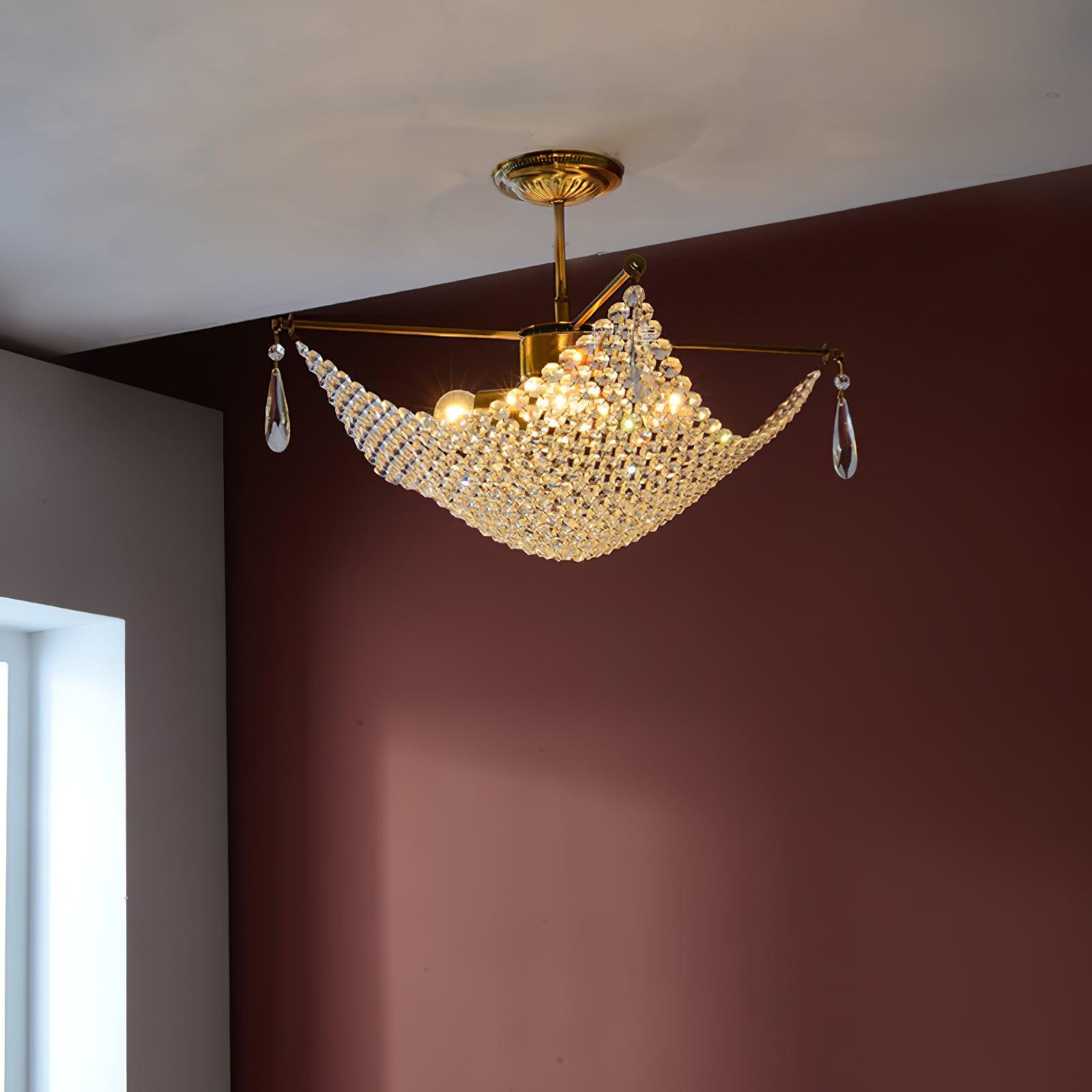Cilune Chandelier with Crystal Strands and Crystal