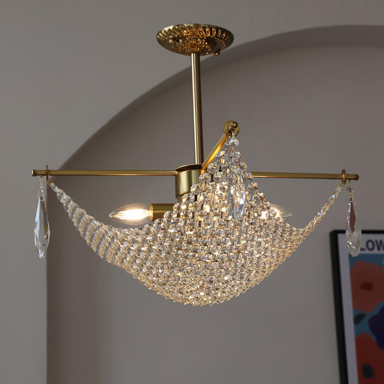 Cilune Chandelier with Crystal Strands and Crystal