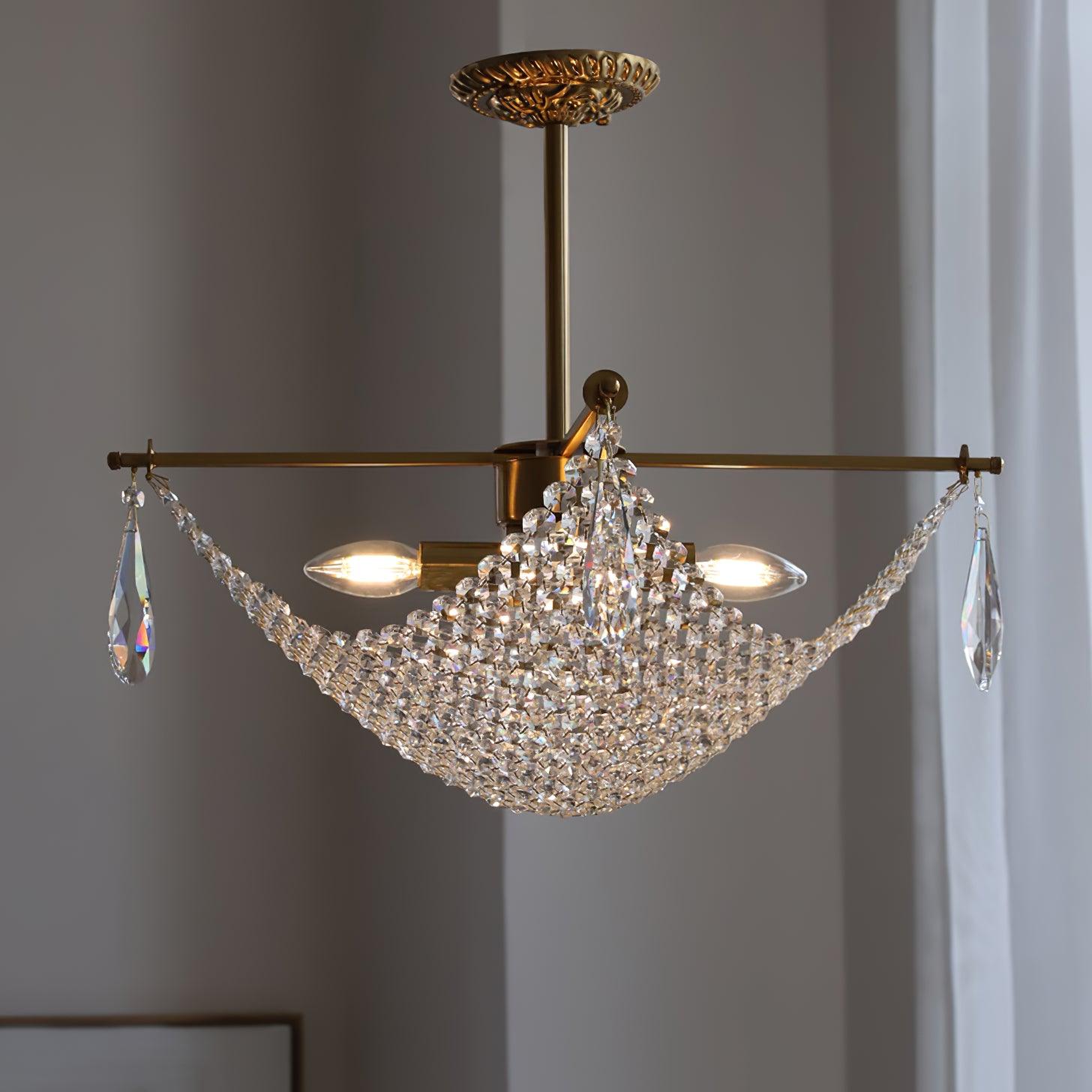 Cilune Chandelier with Crystal Strands and Crystal