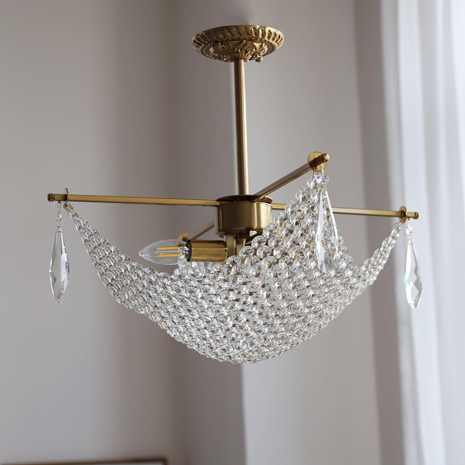 Cilune Chandelier with Crystal Strands and Crystal