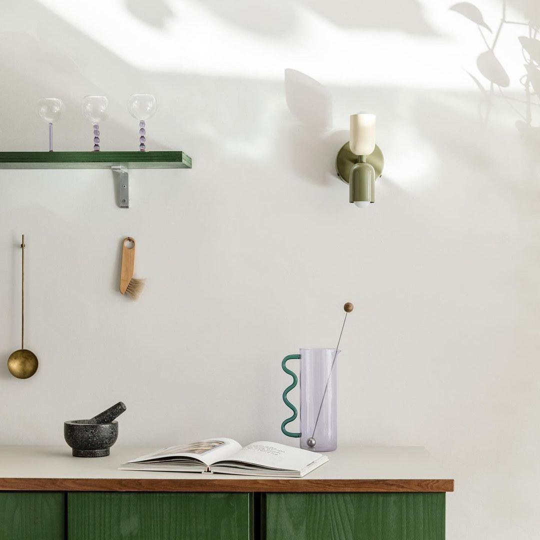 Teriielle Wall Lamp Green Black Minimalist Plug-In