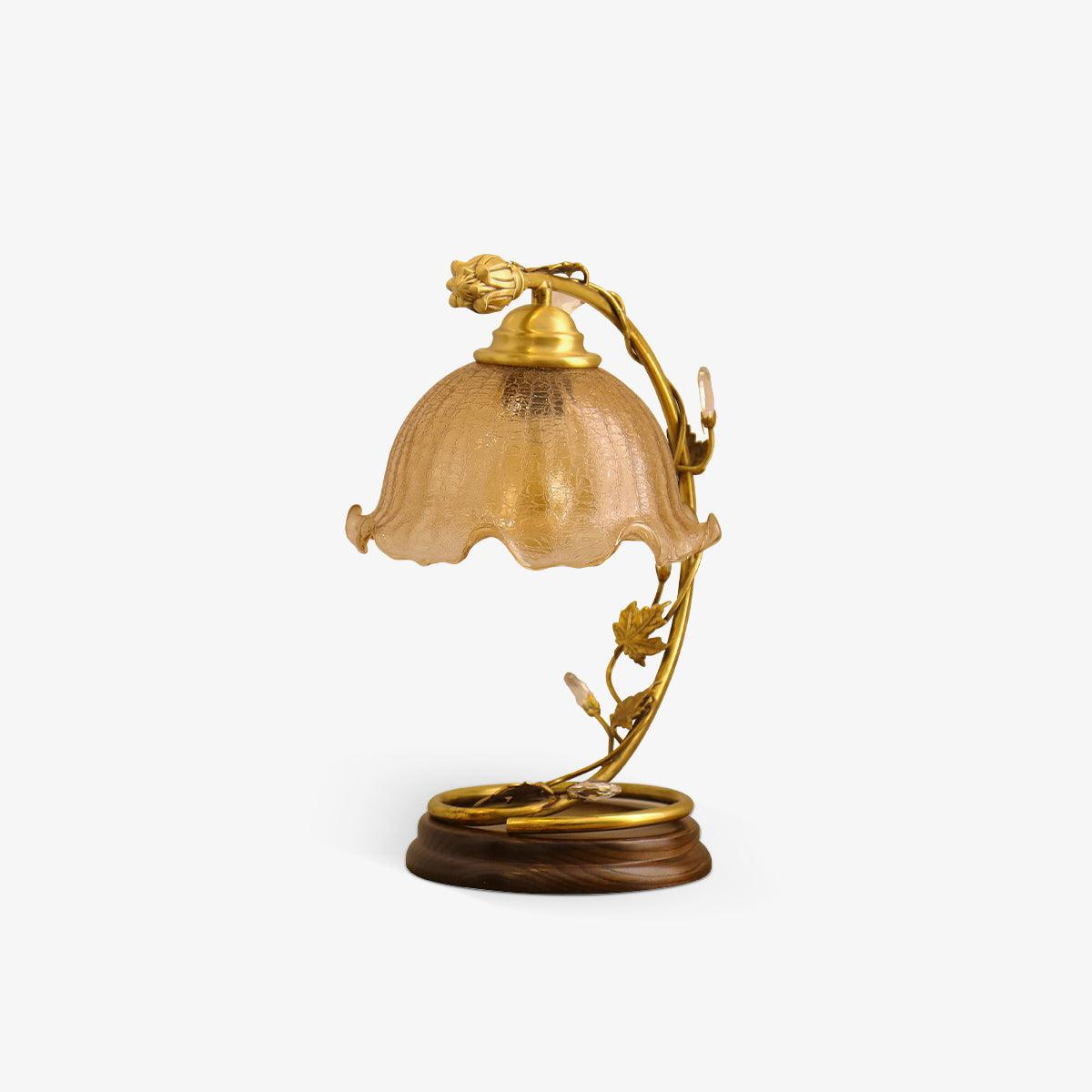 Flarce Brass Wood Table Lamp