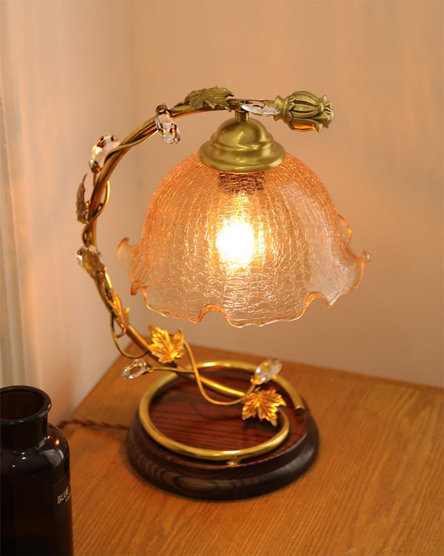 Flarce Brass Wood Table Lamp