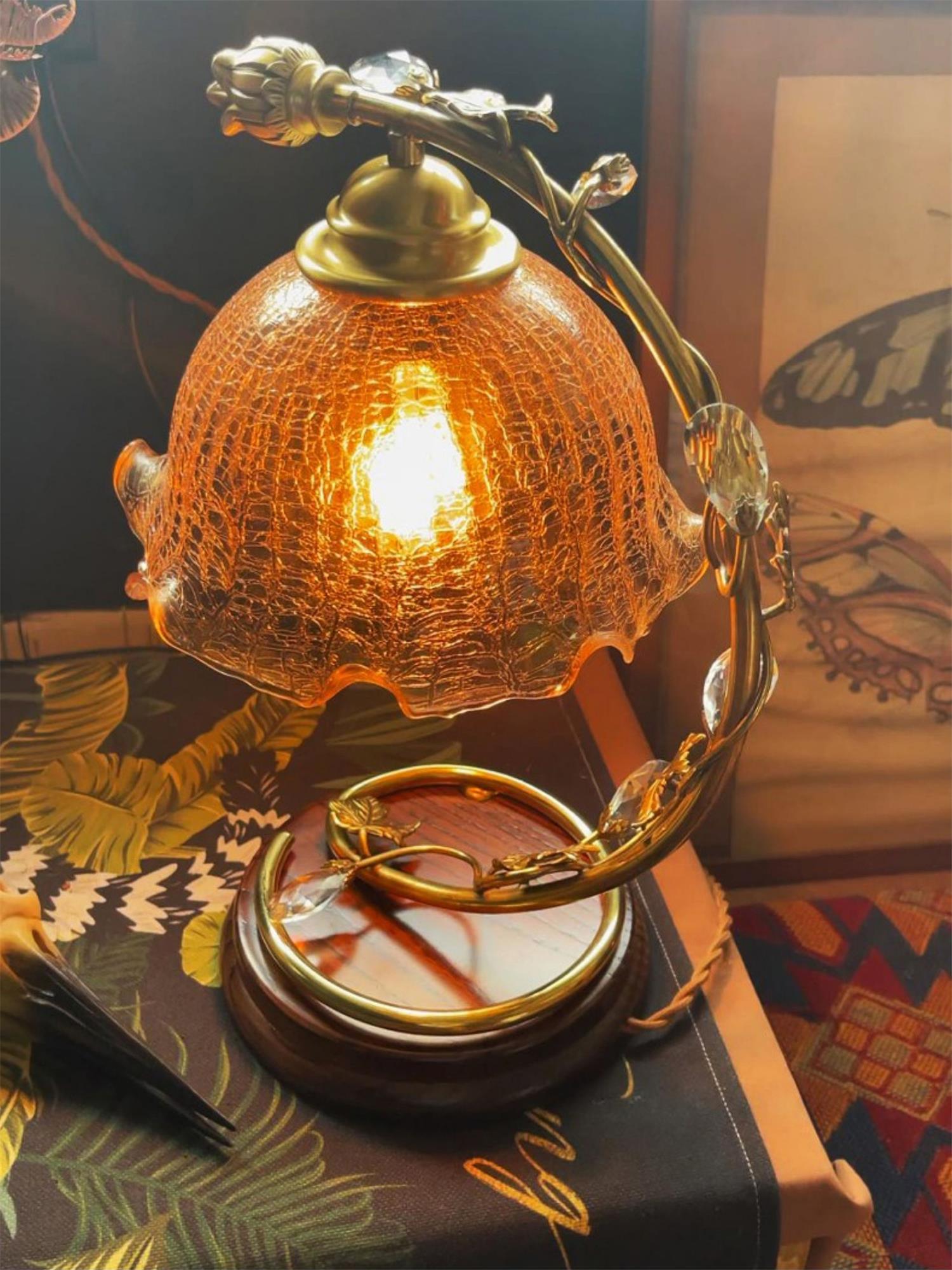 Flarce Brass Wood Table Lamp