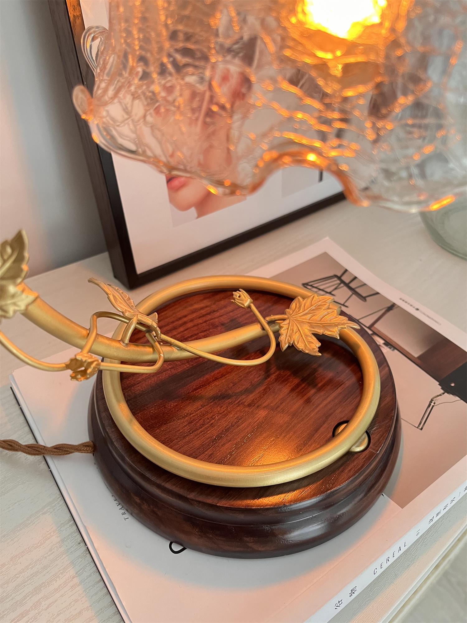 Flarce Brass Wood Table Lamp