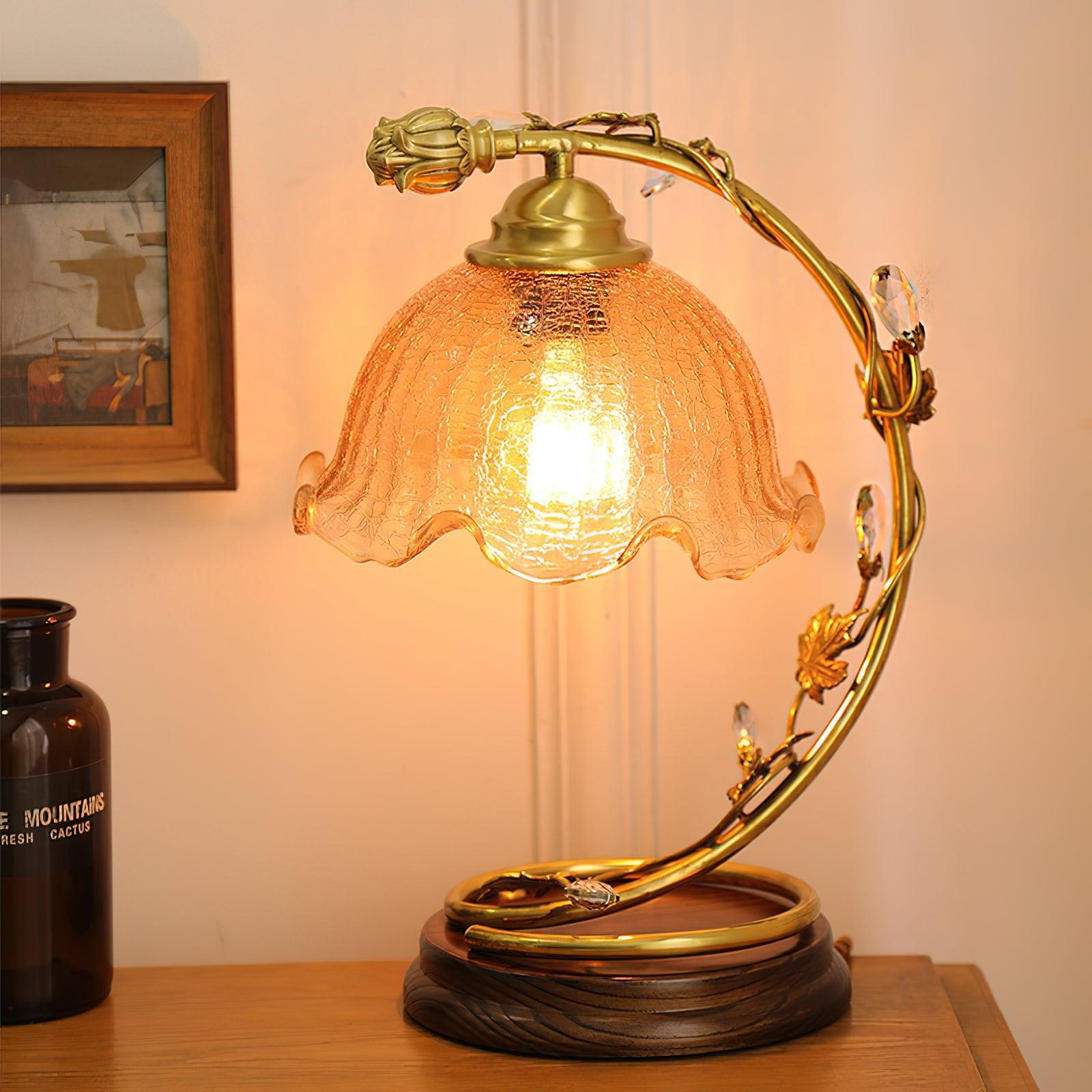 Flarce Brass Wood Table Lamp
