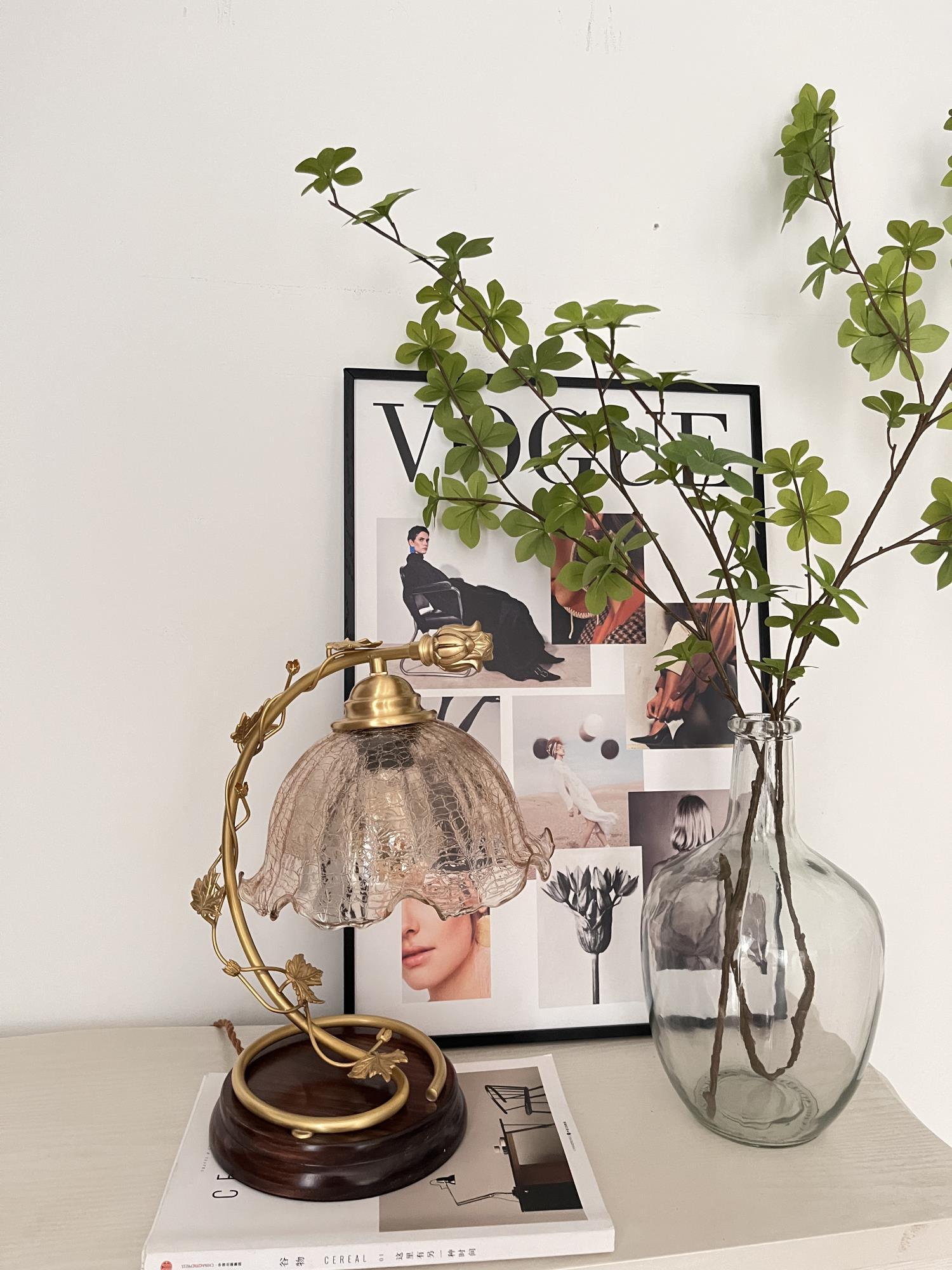Flarce Brass Wood Table Lamp